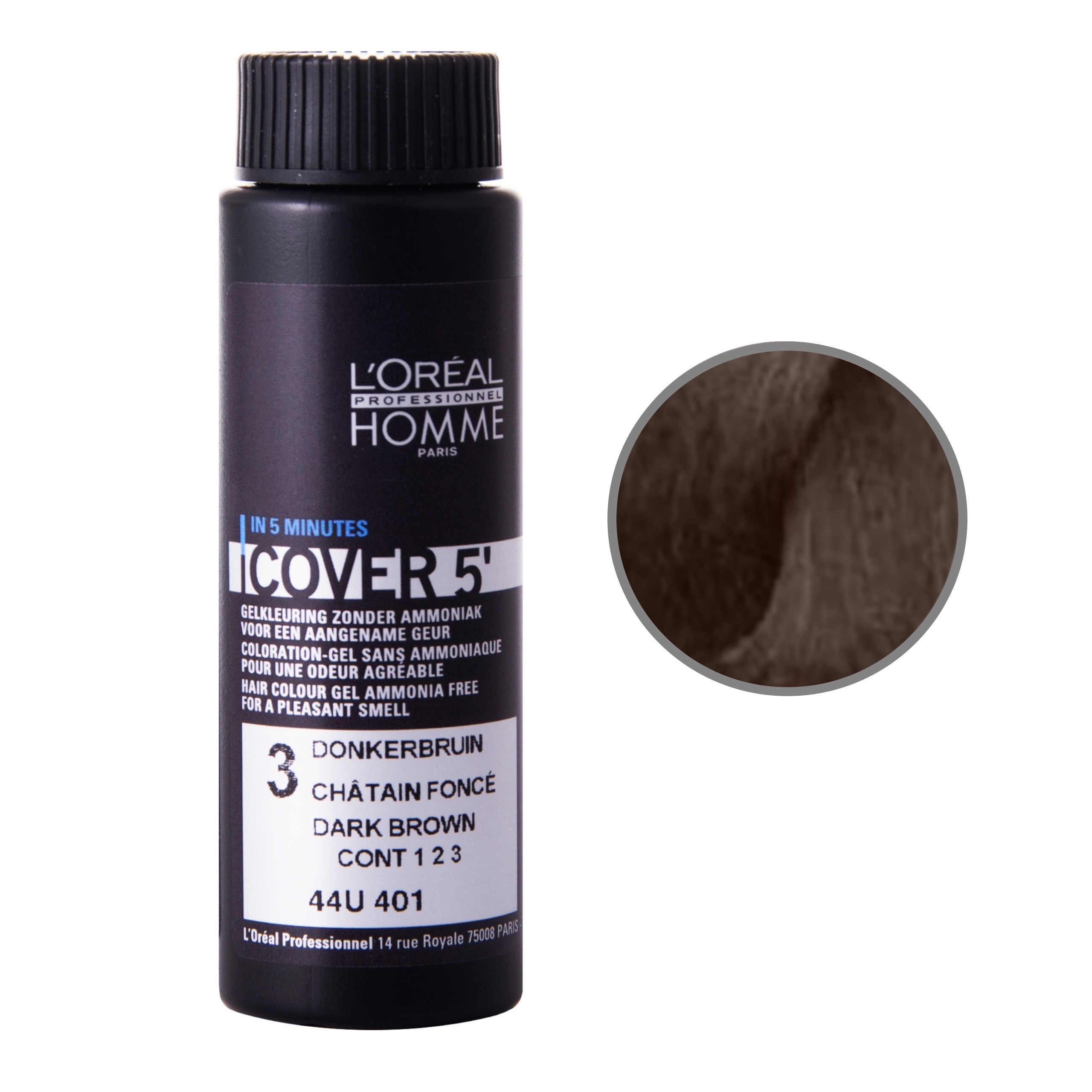 Image of Loreal Homme Cover, farba dla Panów kryjąca siwe włosy 50ML 3 Ciemny Brąz