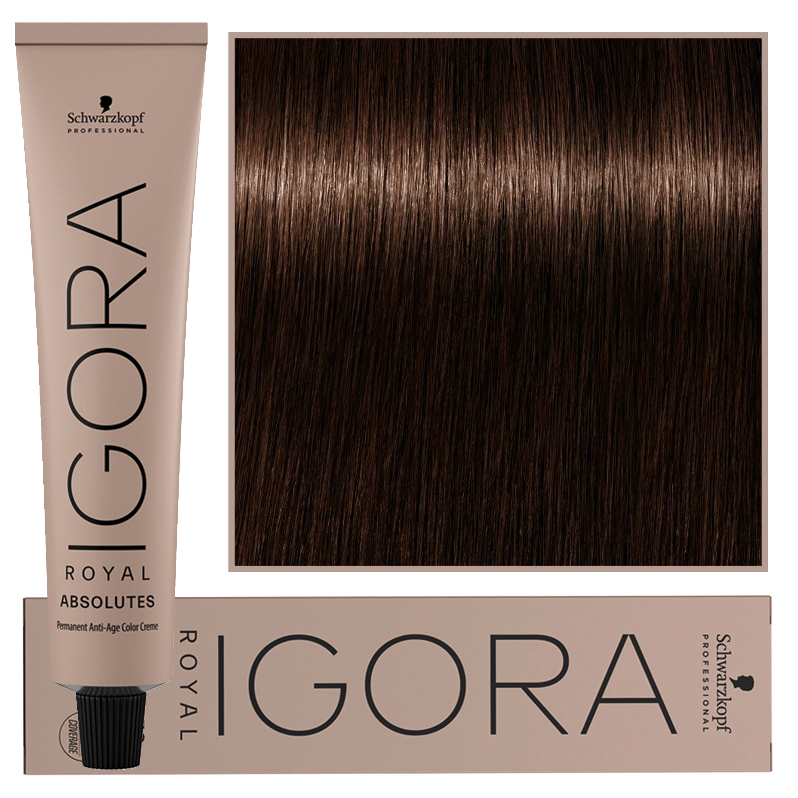 Image of Schwarzkopf Professional Igora Royal Absolutes - trwała farba do włosów z kolagenem, 60ml 4-60 | Średni Brąz Czekoladowy Naturalny