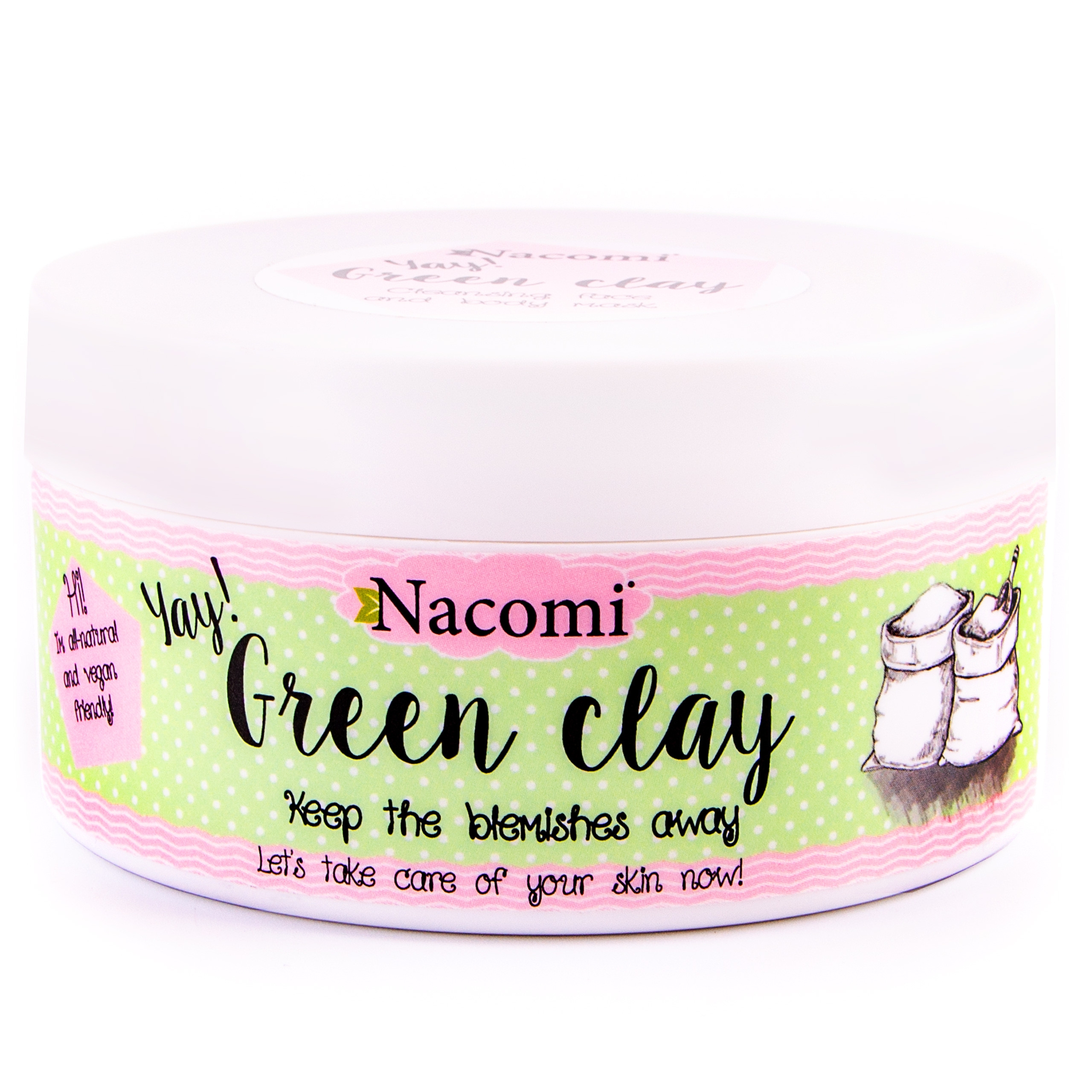 Image of Nacomi Green Clay zielona glinka maseczka oczyszczająca 65g