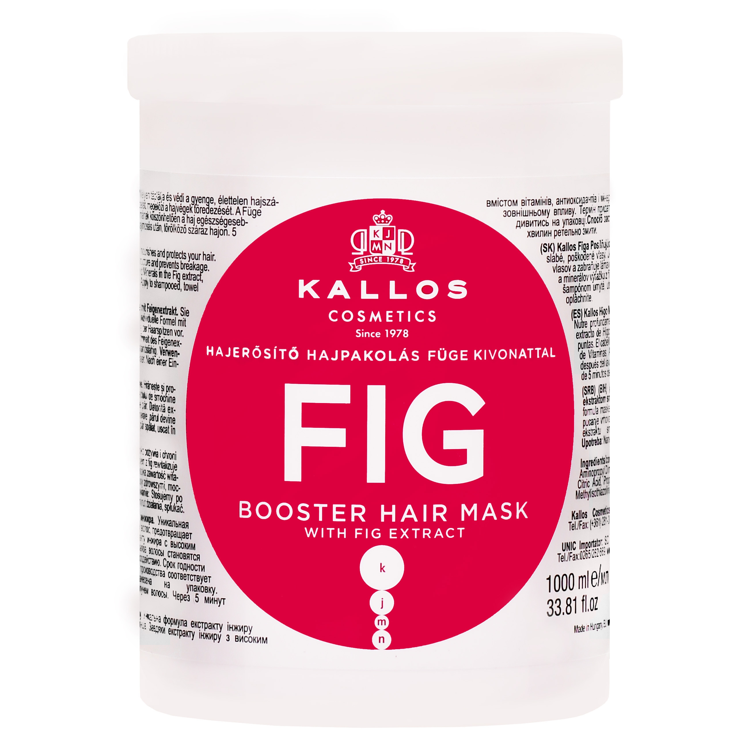 Image of Kallos Fig Booster Mask - maska do włosów cienkich i słabych z wyciągiem z figi, 1000ml