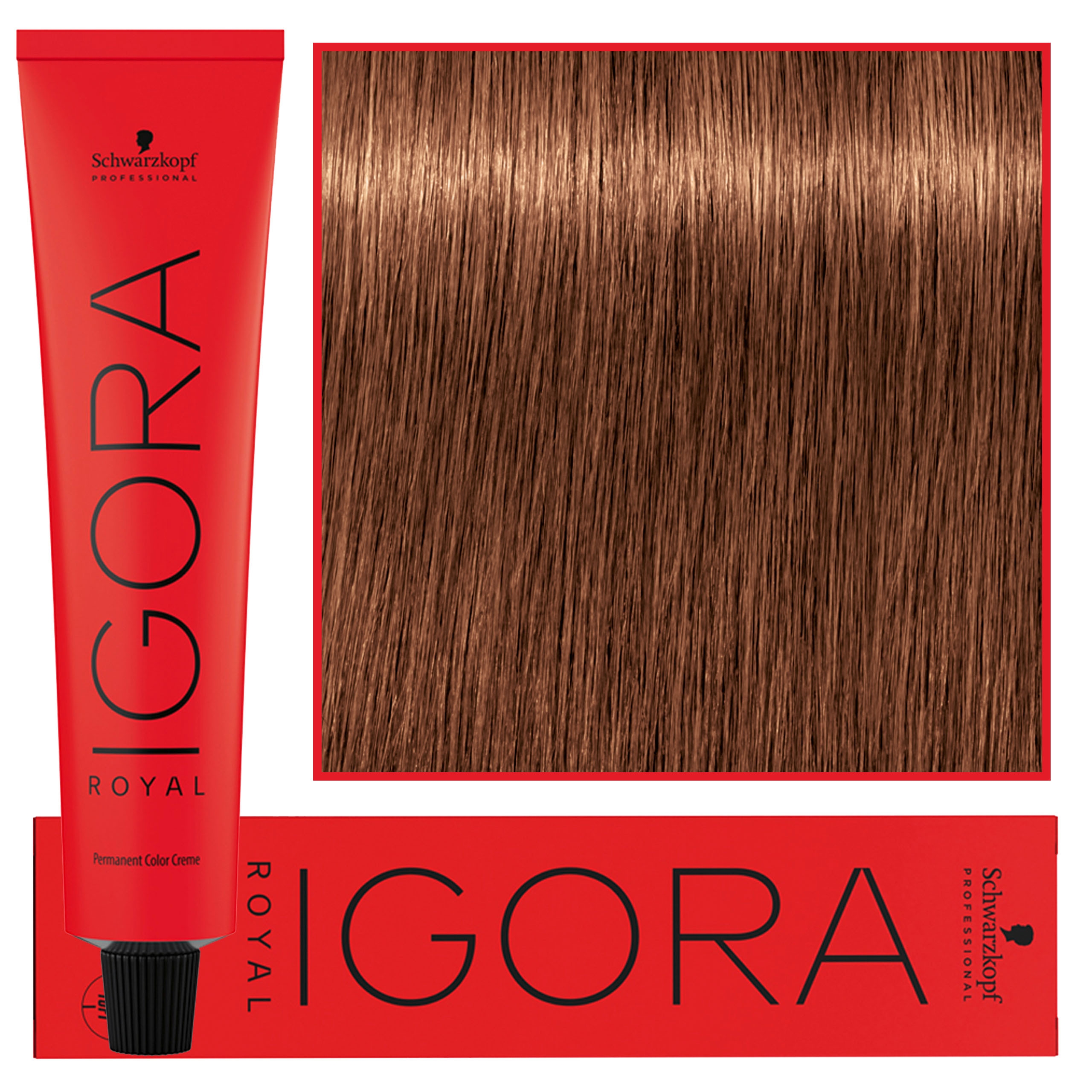 Image of Schwarzkopf Professional Igora Royal - trwała farba do włosów o innowacyjnej formule, 60ml 7-57 | Średni Blond Złoty Miedziany