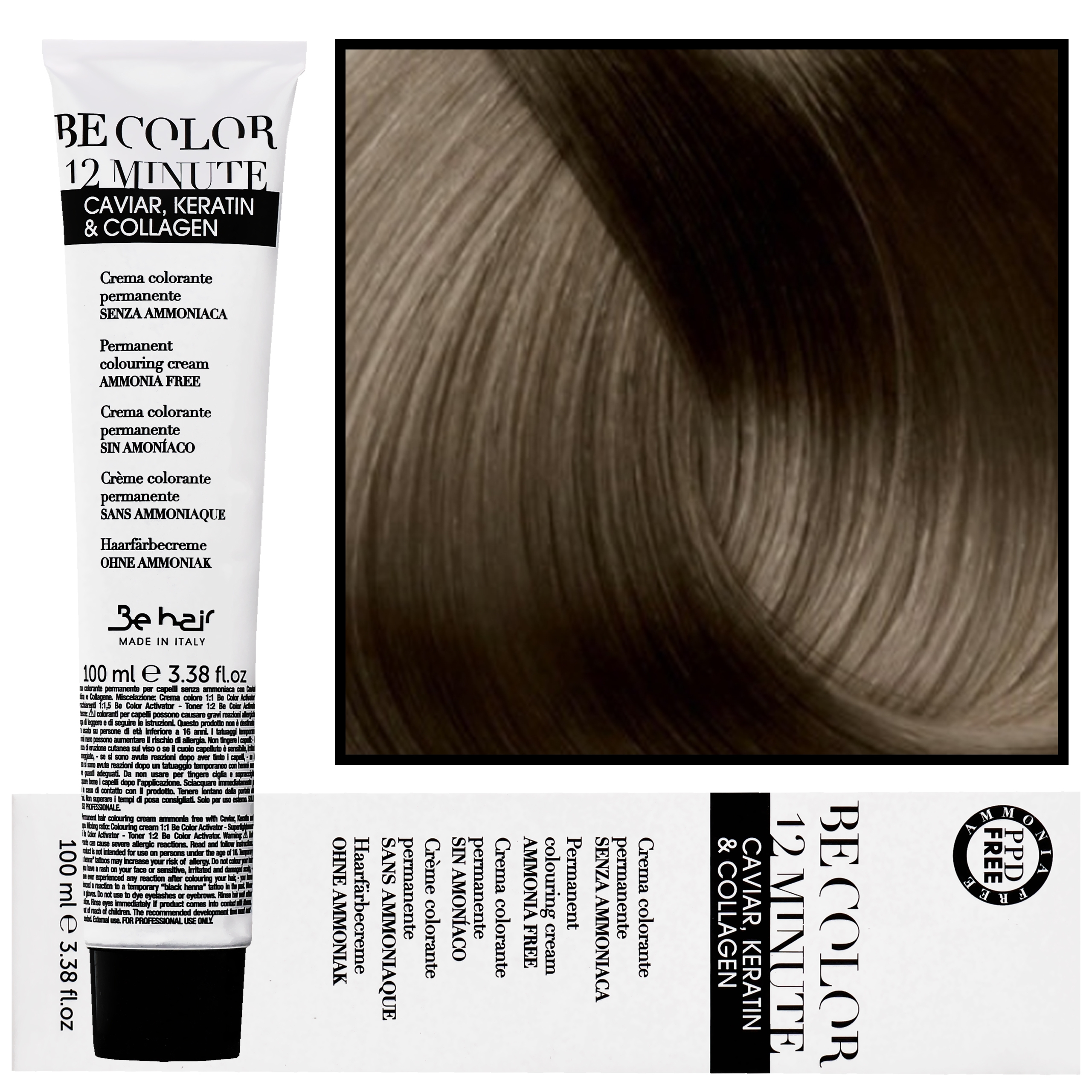 Image of Be Hair Be Color 12 minute - farba do włosów bez amoniaku, 100ml 5,8 | Jasny Kasztanowy Beż