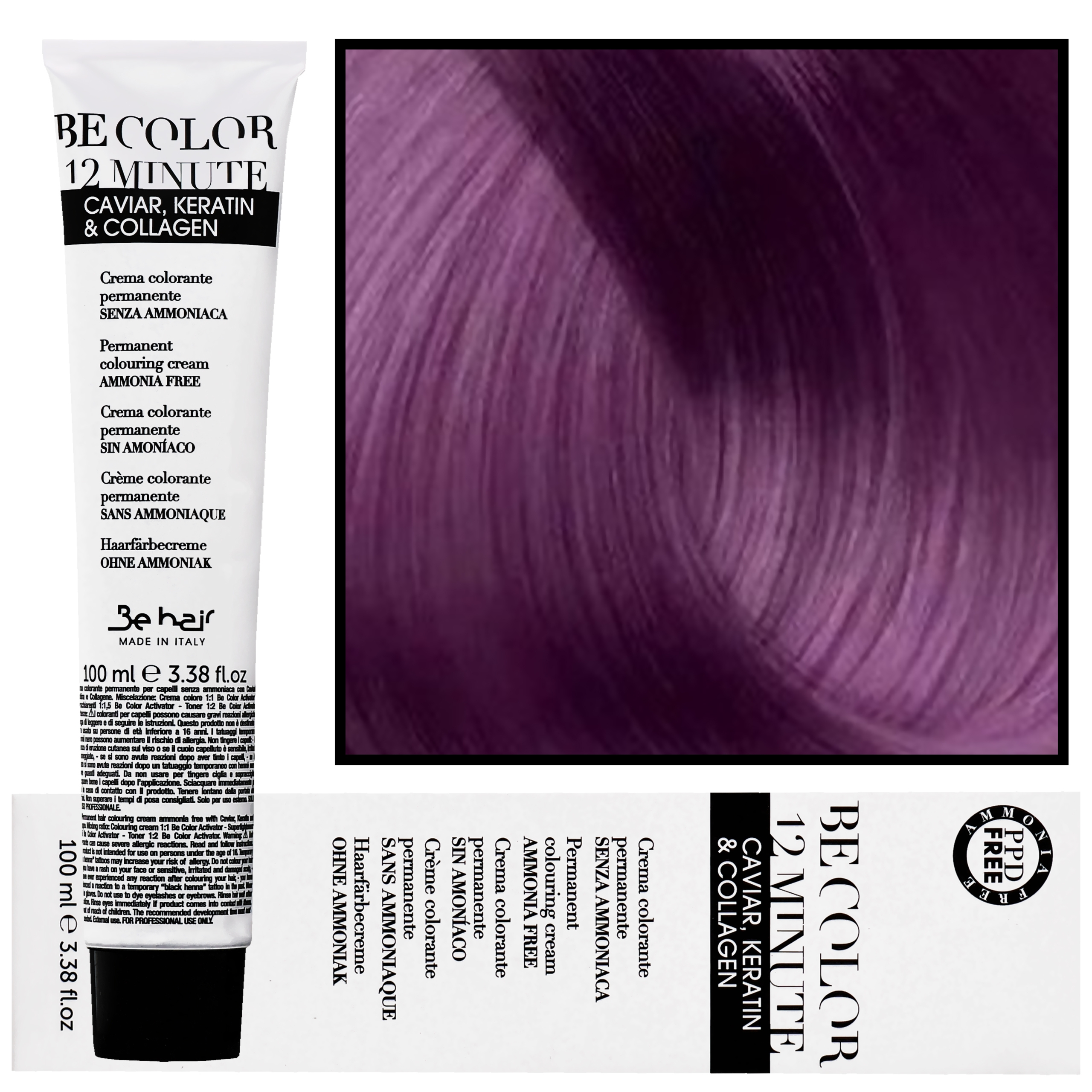 Be Hair Be Color 12 minute – farba do włosów bez amoniaku, 100ml 5,2 | Jasnt Kasztanowy Fiolet