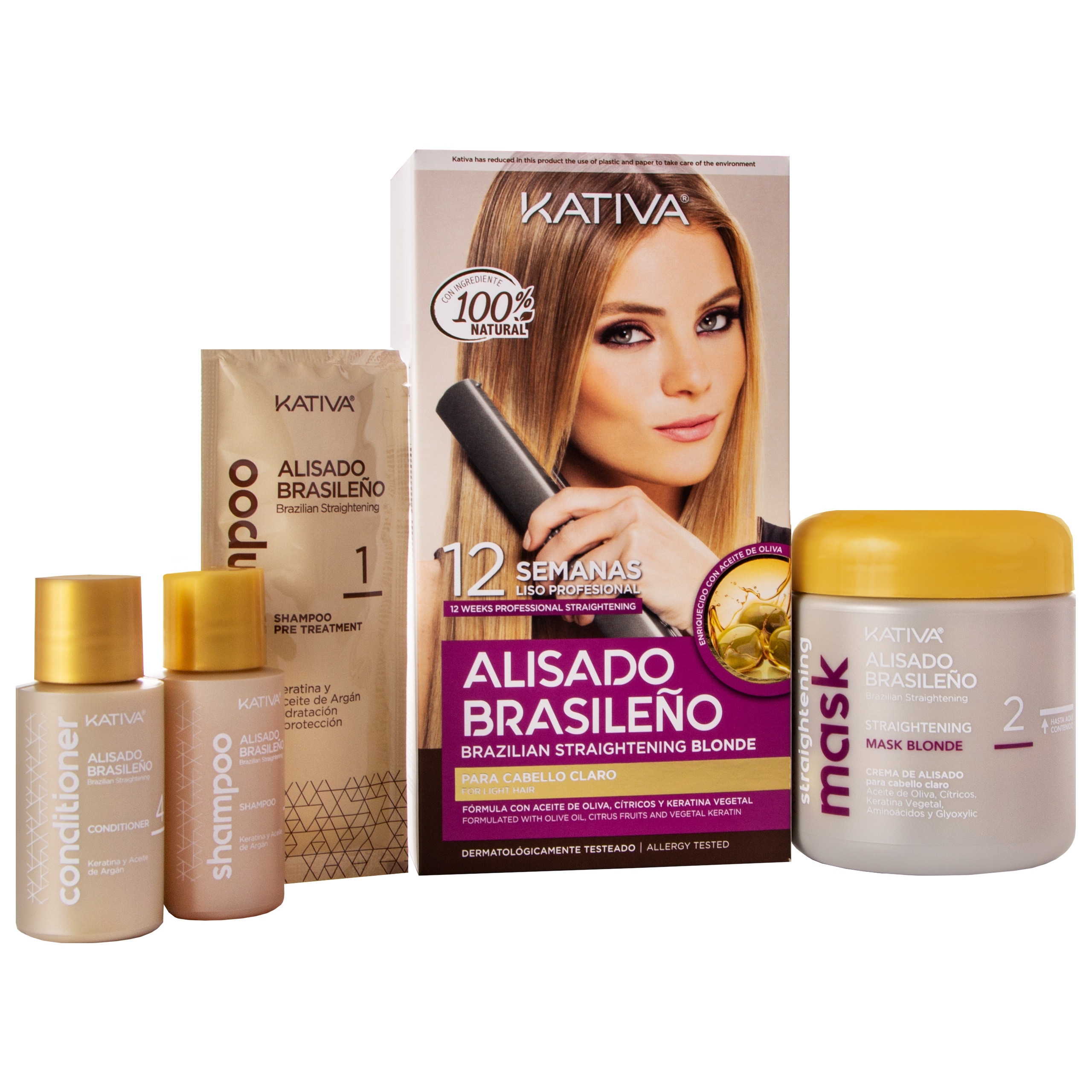 Image of KATIVA Zestaw do keratynowego prostowania włosów blond