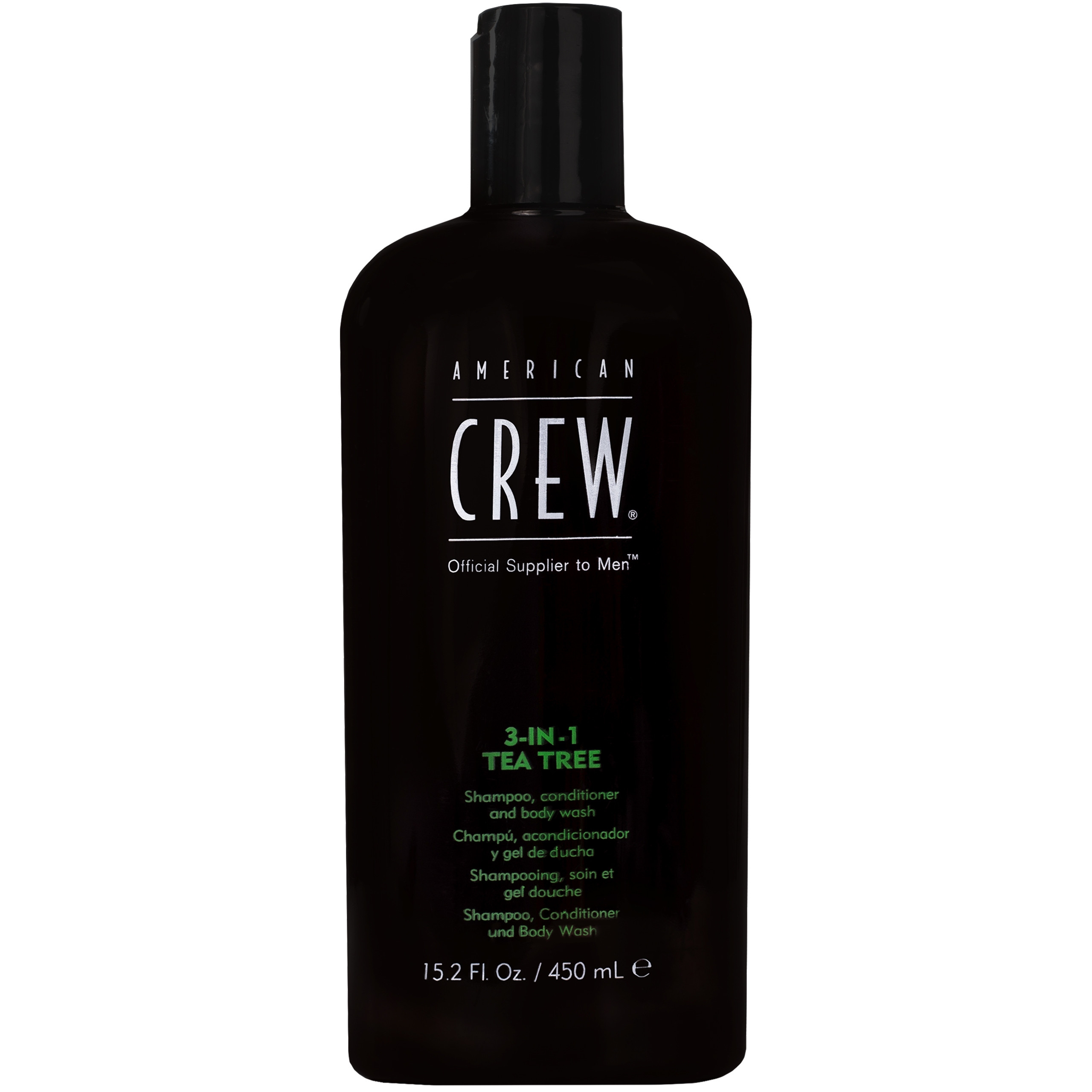 Image of American Crew 3in1 Tea Tree - żel pod prysznic 3w1, do mycia ciała i pielęgnacji włosów, 450ml