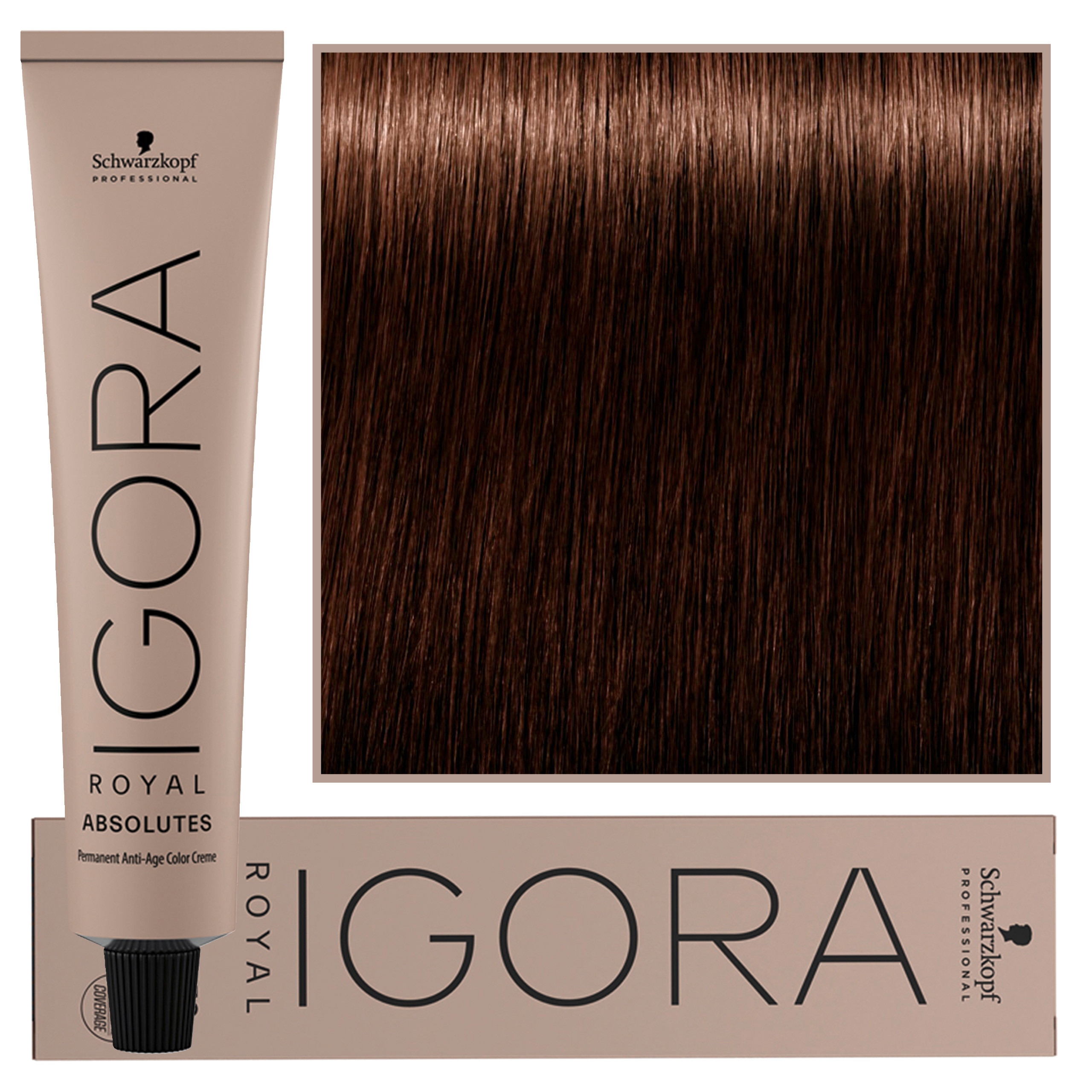 Image of Schwarzkopf Professional Igora Royal Absolutes - trwała farba do włosów z kolagenem, 60ml 5-60 | Jasny Brąz Czekoladowy Naturalny