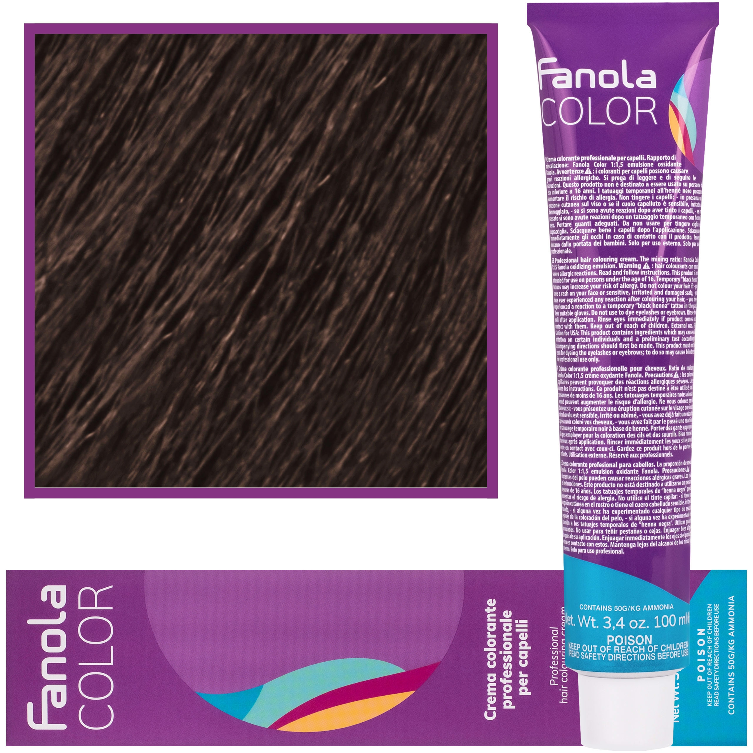 Image of Fanola Crema Color farba krem koloryzujący 100 ml 4.0 | Średni Brąz