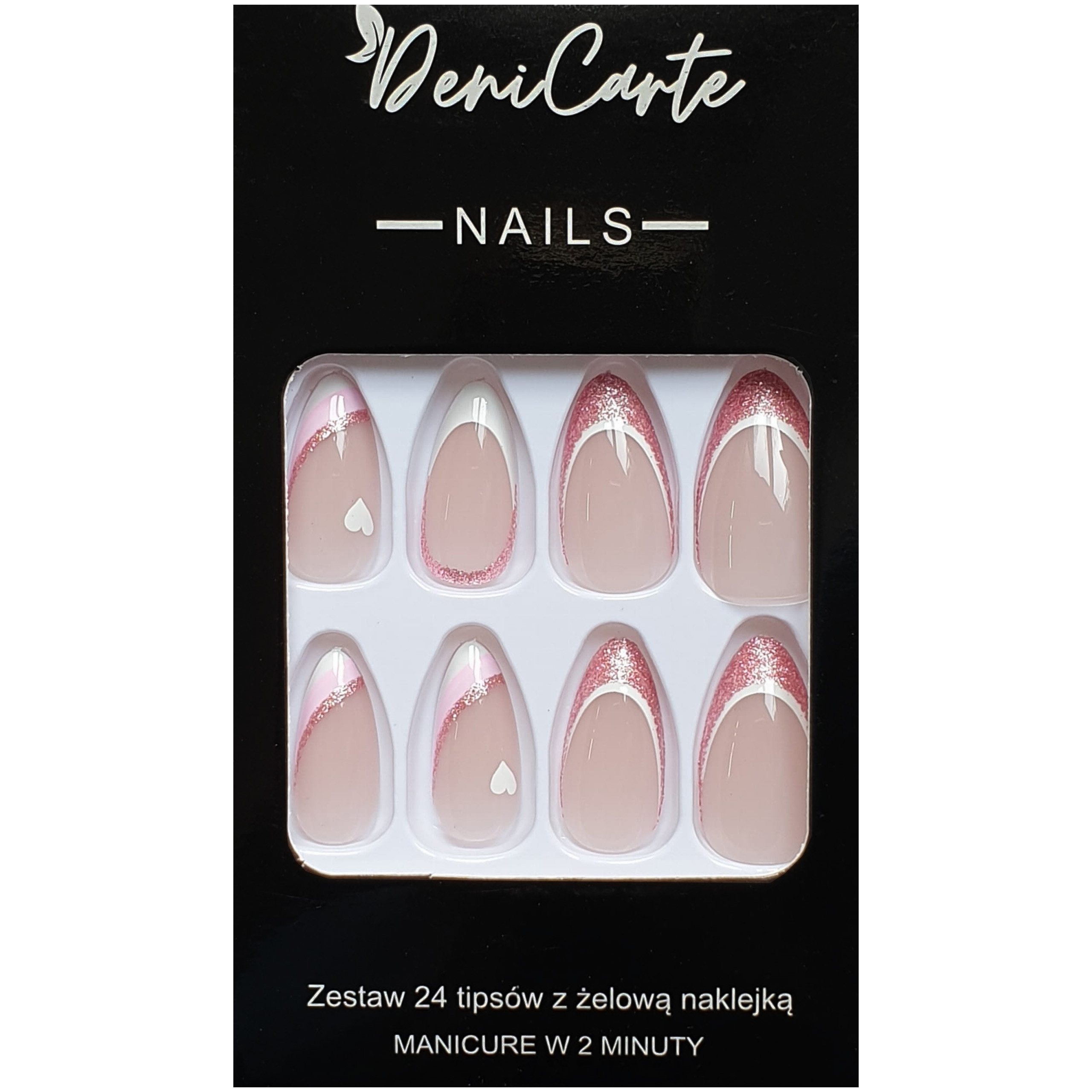 Deni Carte Tipsy French – sztuczne paznokcie w stylu francuskim, różne wzory Pink White French | Różowo-Biały