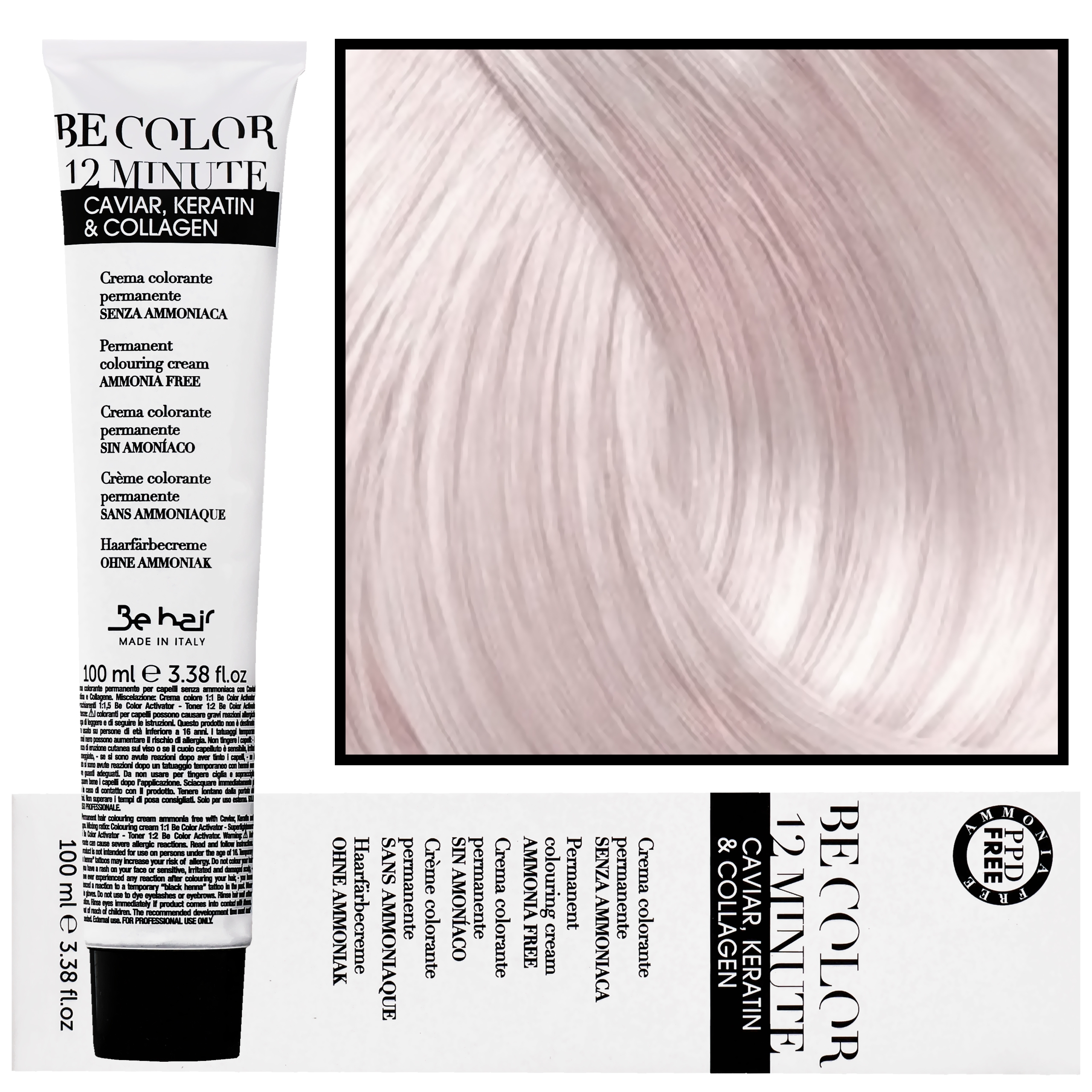 Image of Be Hair Be Color 12 minute - farba do włosów bez amoniaku, 100ml 11,1 | Super Blond Platynowy Popielaty