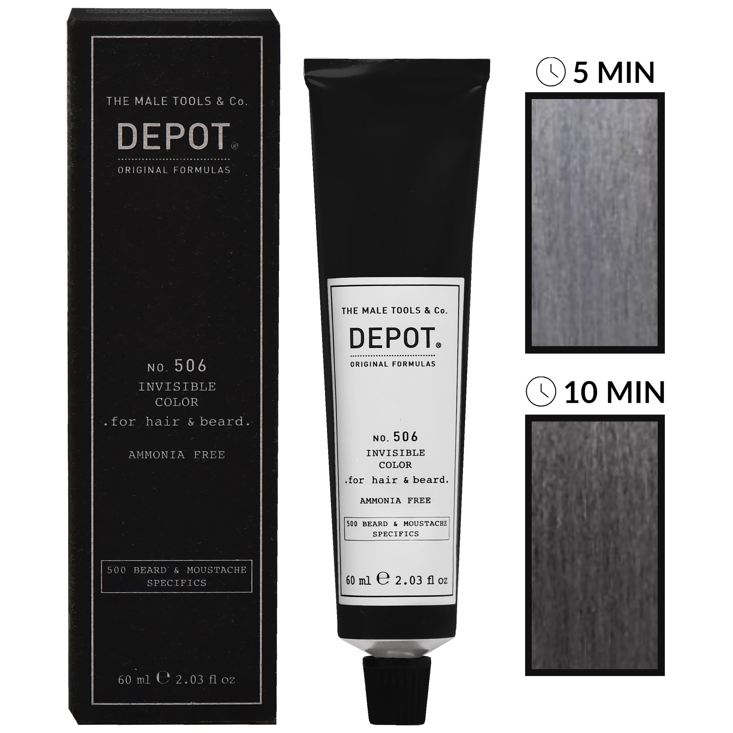 Depot NO. 506 Invisible Color – krem koloryzujący do włosów i brody bez amoniaku, 60ml Steel | Stalowy