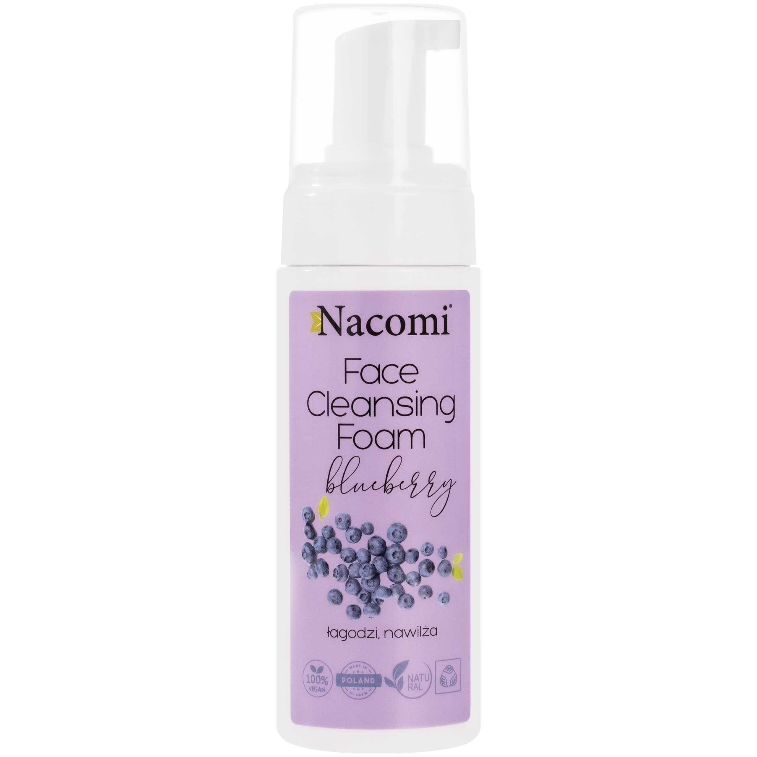 Image of Nacomi Face Cleansing Foam Blueberry - pianka myjąca do twarzy o zapachu borówki 150ml