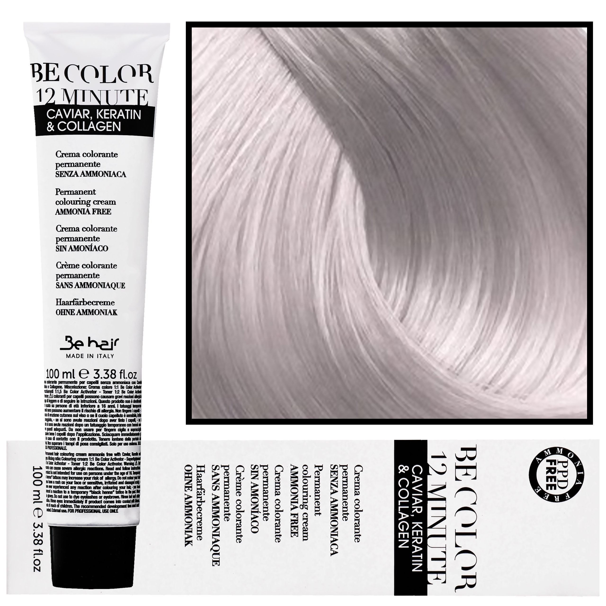 Image of Be Hair Be Color 12 minute - farba do włosów bez amoniaku, 100ml 9,8 | Bardzo Jasny Blond Beżowy