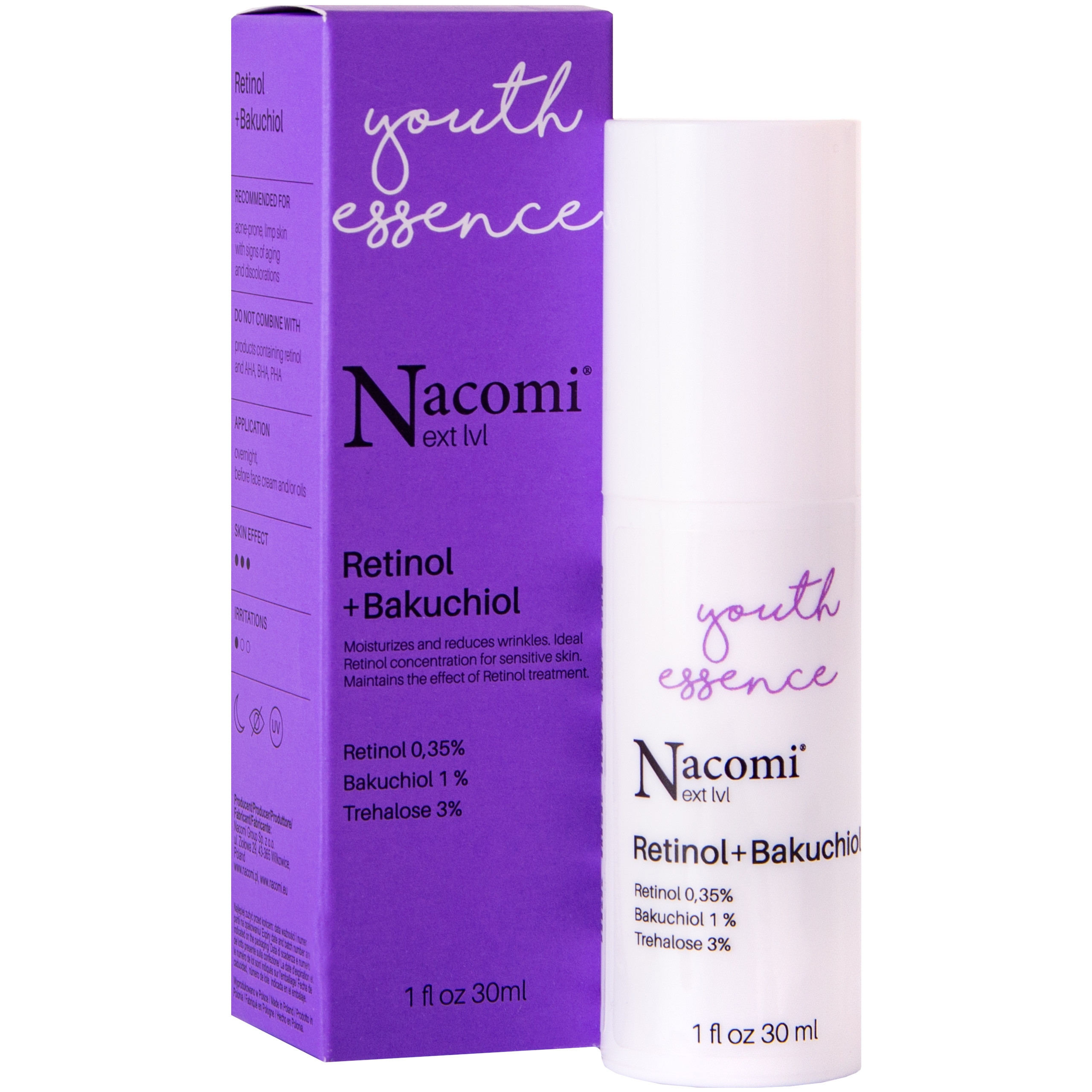 Image of Nacomi Next Level Retinol + Bakuchiol przeciwstarzeniowe serum 30 ml