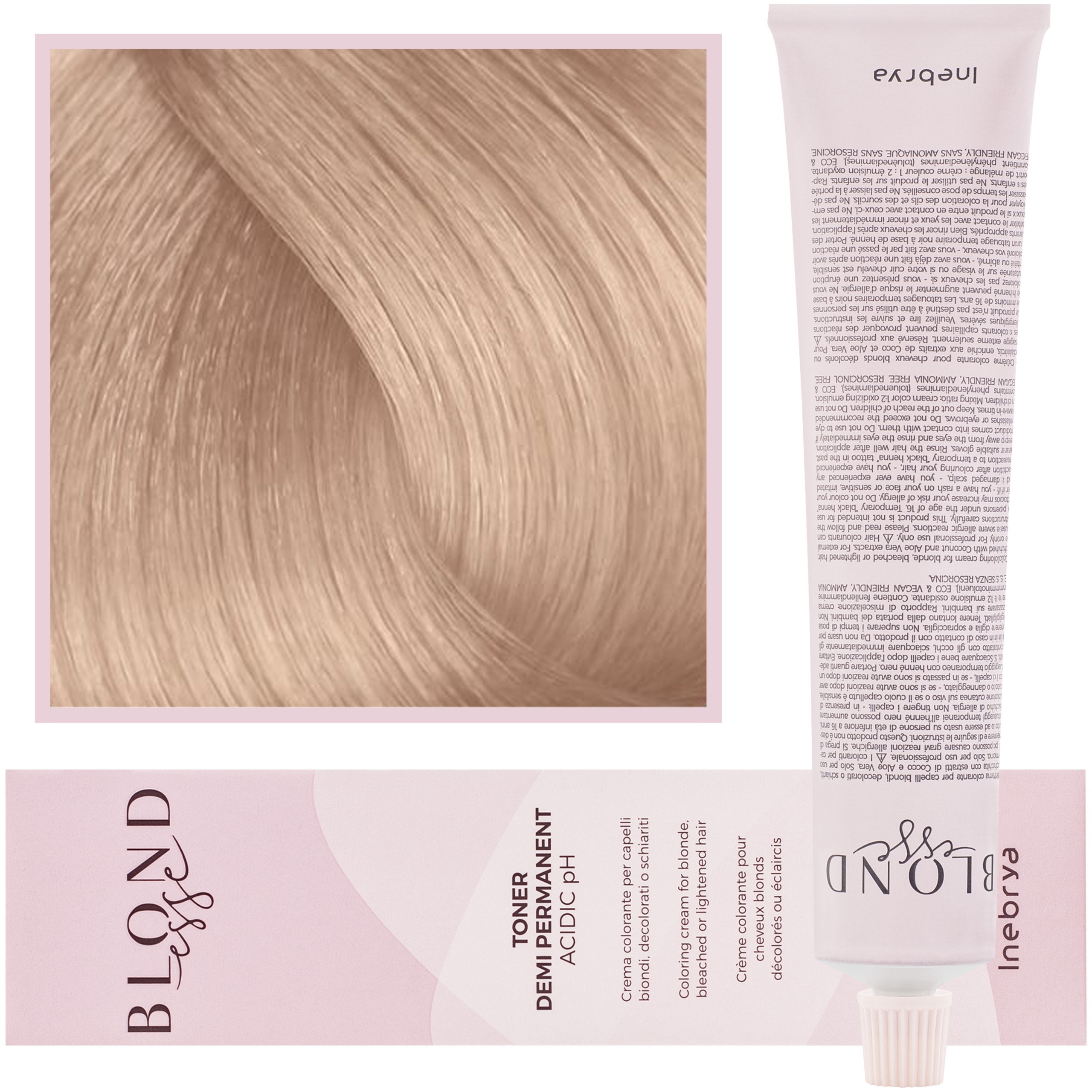 Inebrya Blondesse Toner – toner do włosów, neutralizujący żółte refleksy, 100ml DT08 | Brzoskwiniowy Perłowy