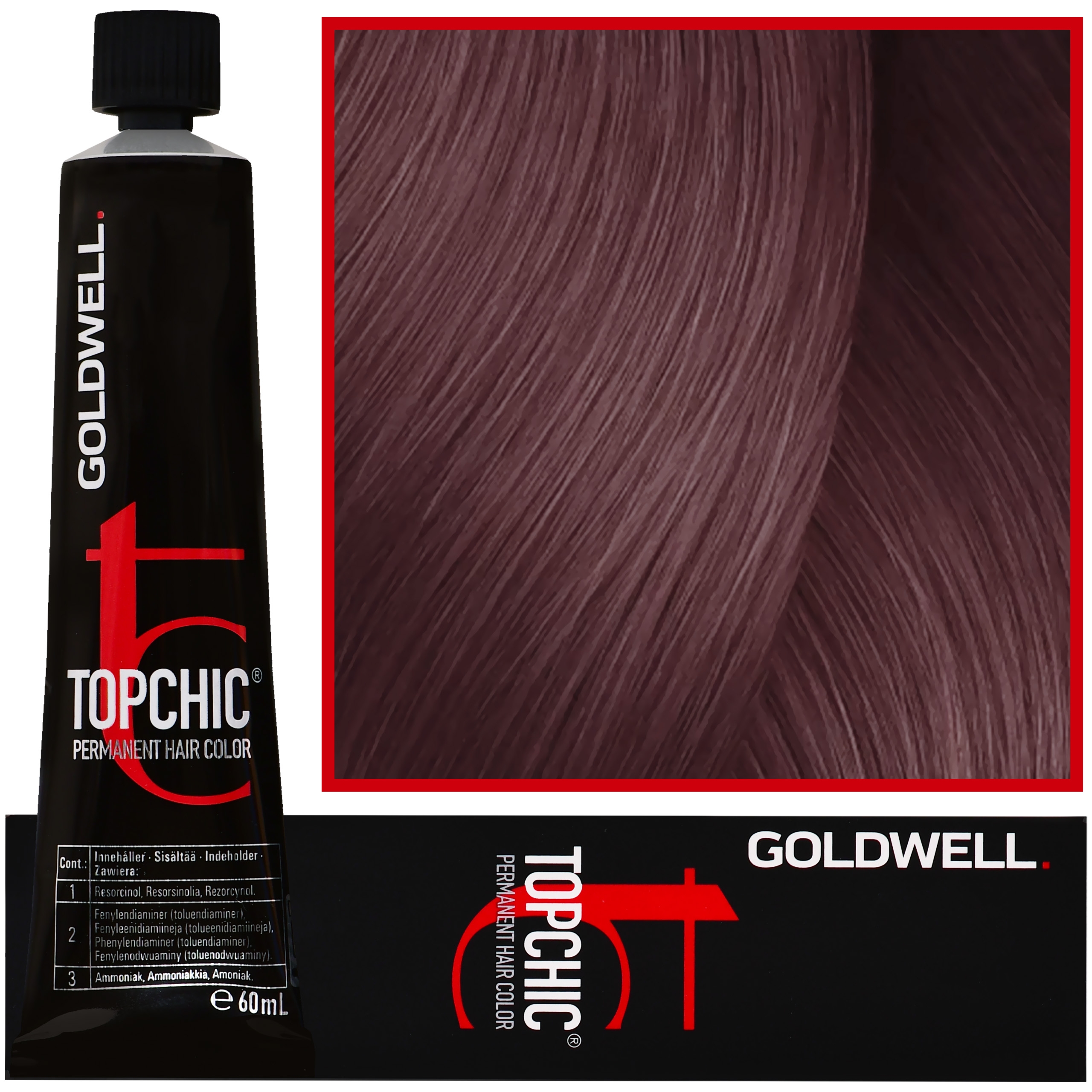Goldwell Topchic – profesjonalna farba do włosów, 60ml 7AK@PK Chłodna Miedź Z Różowym Refleksem
