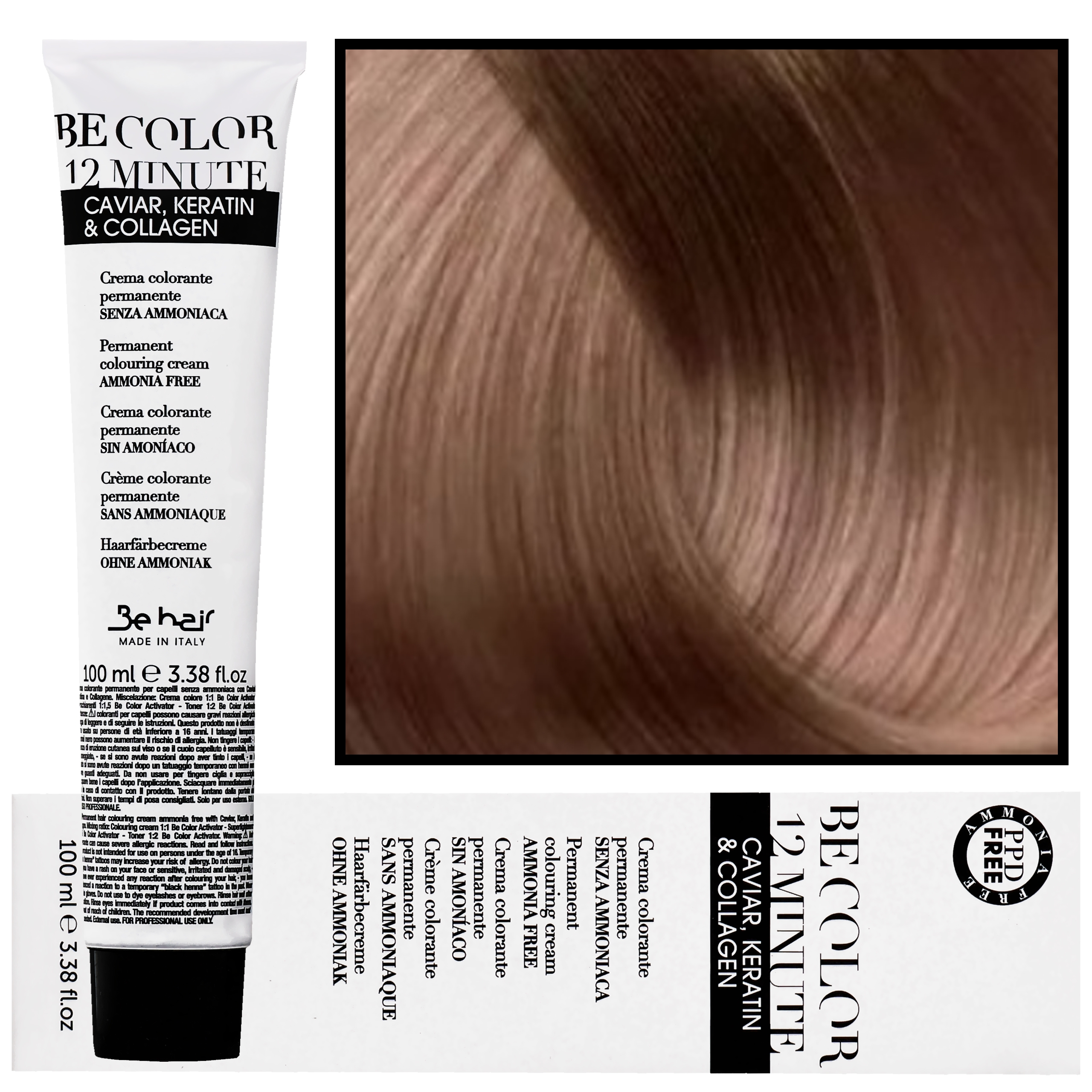 Image of Be Hair Be Color 12 minute - farba do włosów bez amoniaku, 100ml 7,3 | Średni Blond Złoty