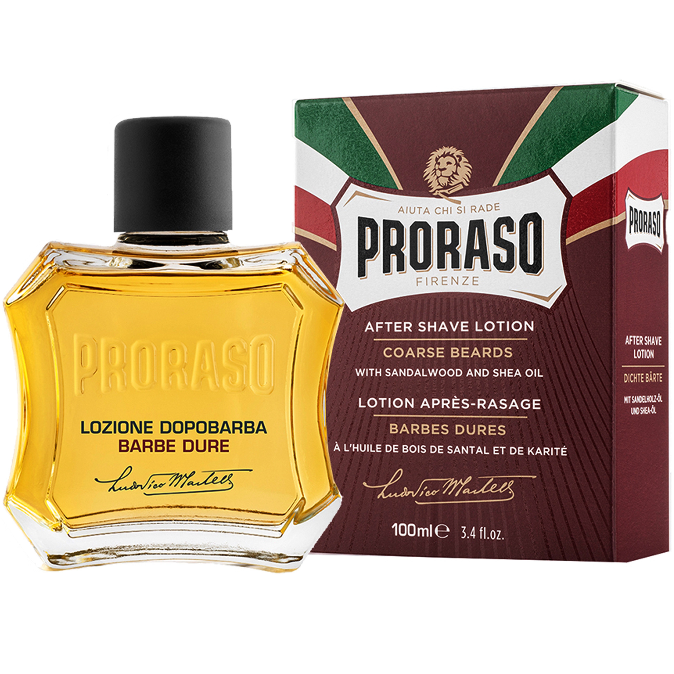 Image of Proraso Coarse Aftershave Lotion - płyn po goleniu do twardego zarostu z masłem shea, 100ml