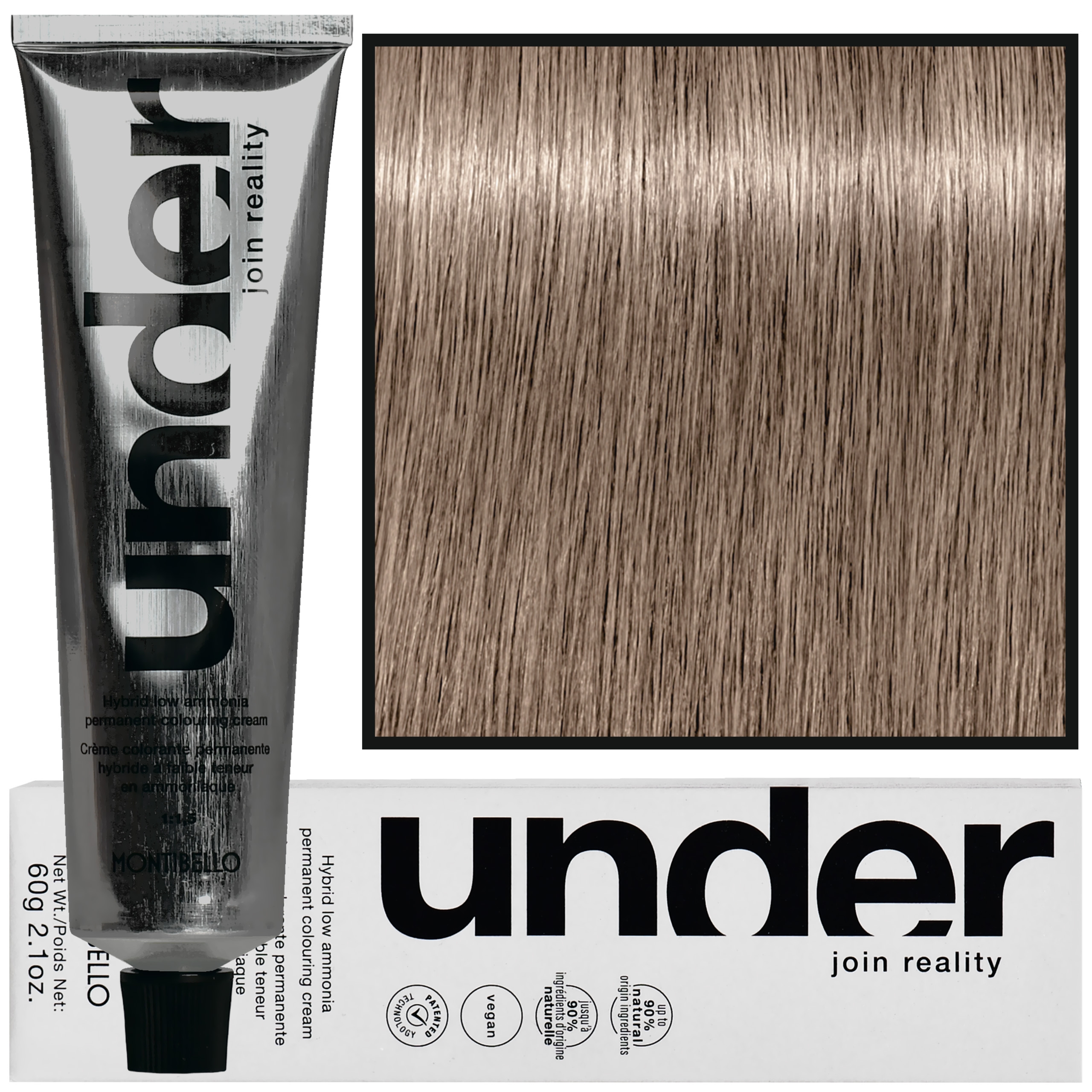 Montibello Under – profesjonalna farba do włosów, 60ml 8.16 / 8AB | Jasny Popielaty Brunet Blond