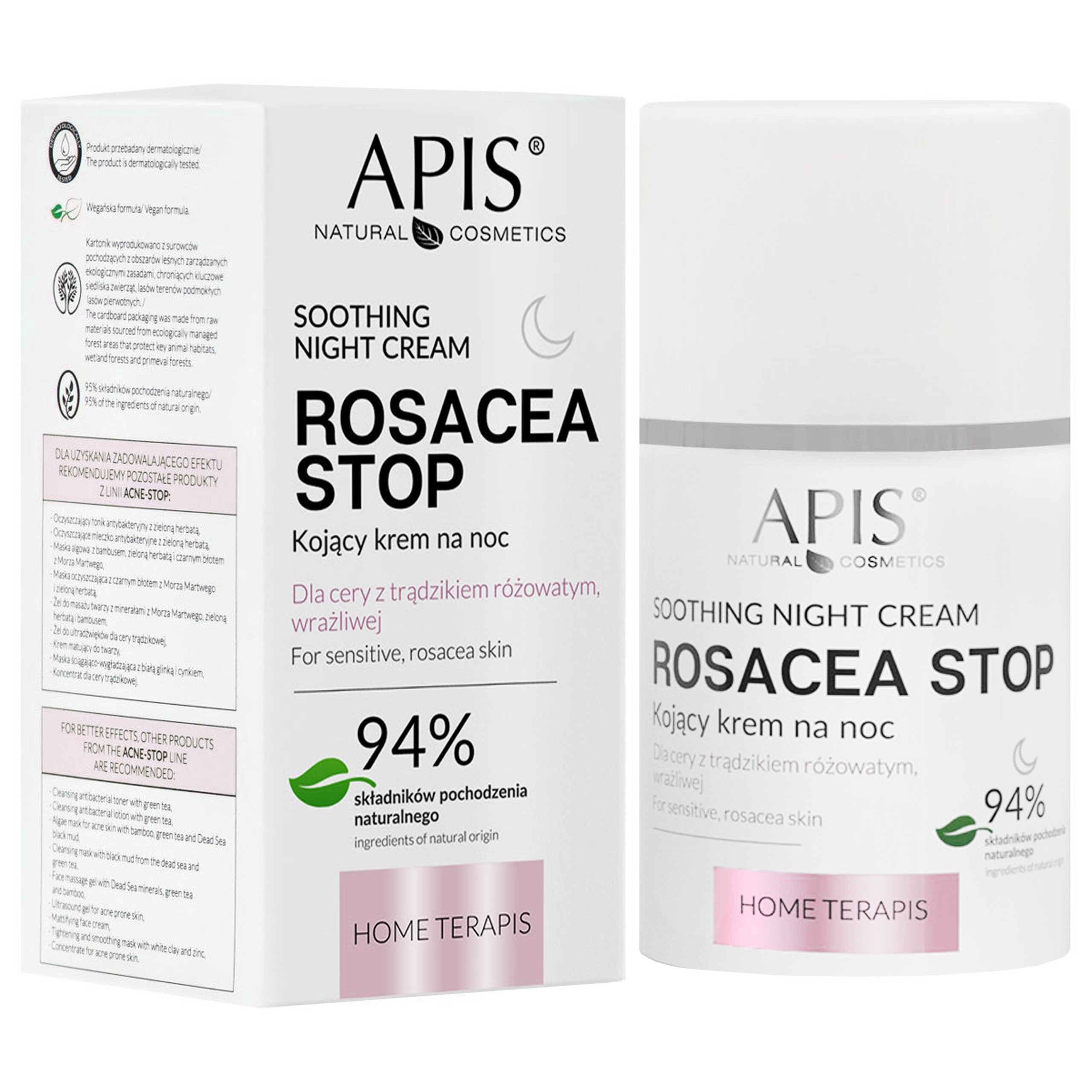 Image of Apis ROSACEA-STOP - kojący krem do twarzy na noc, 50ml