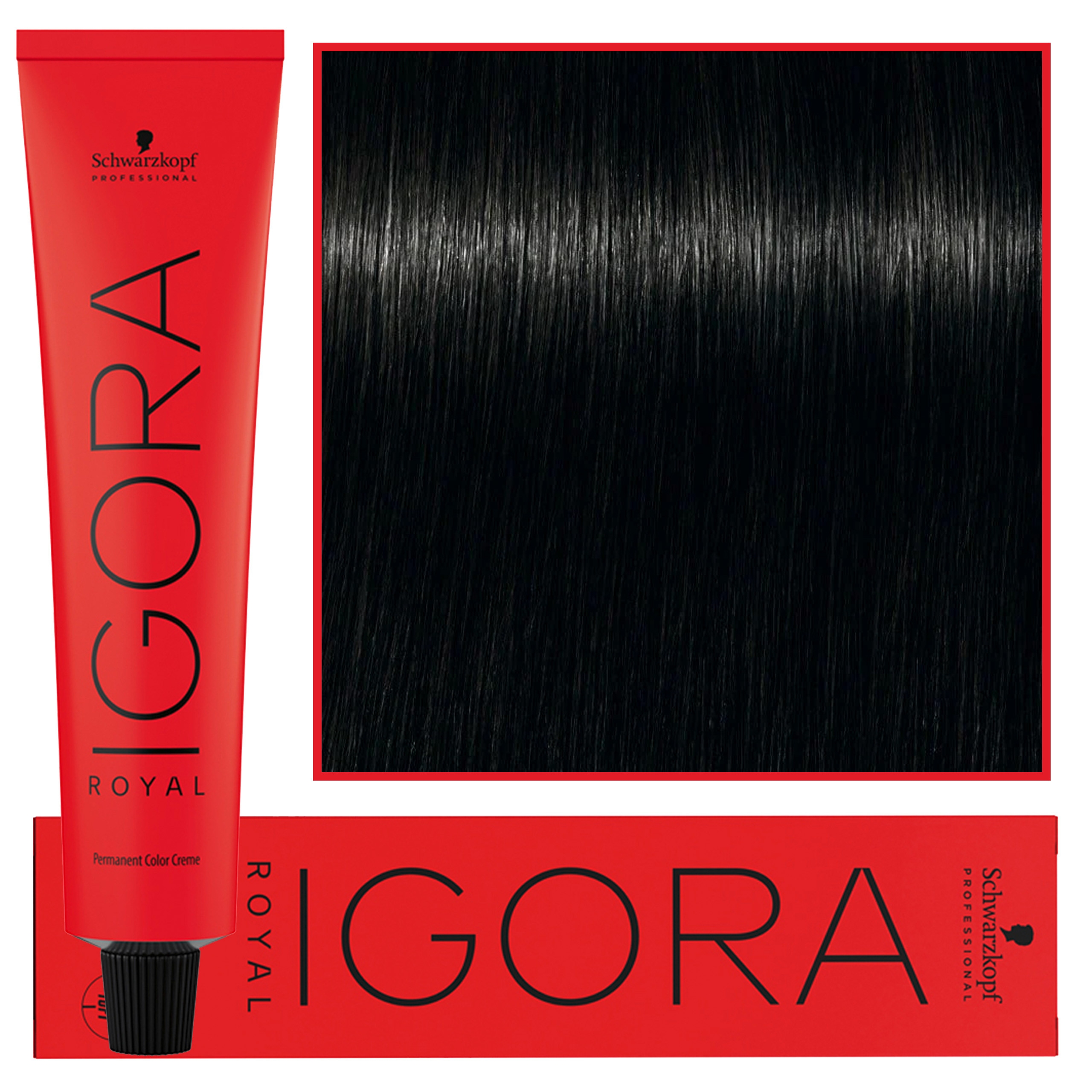 Image of Schwarzkopf Professional Igora Royal - trwała farba do włosów o innowacyjnej formule, 60ml 1-0 | Czarny Naturalny