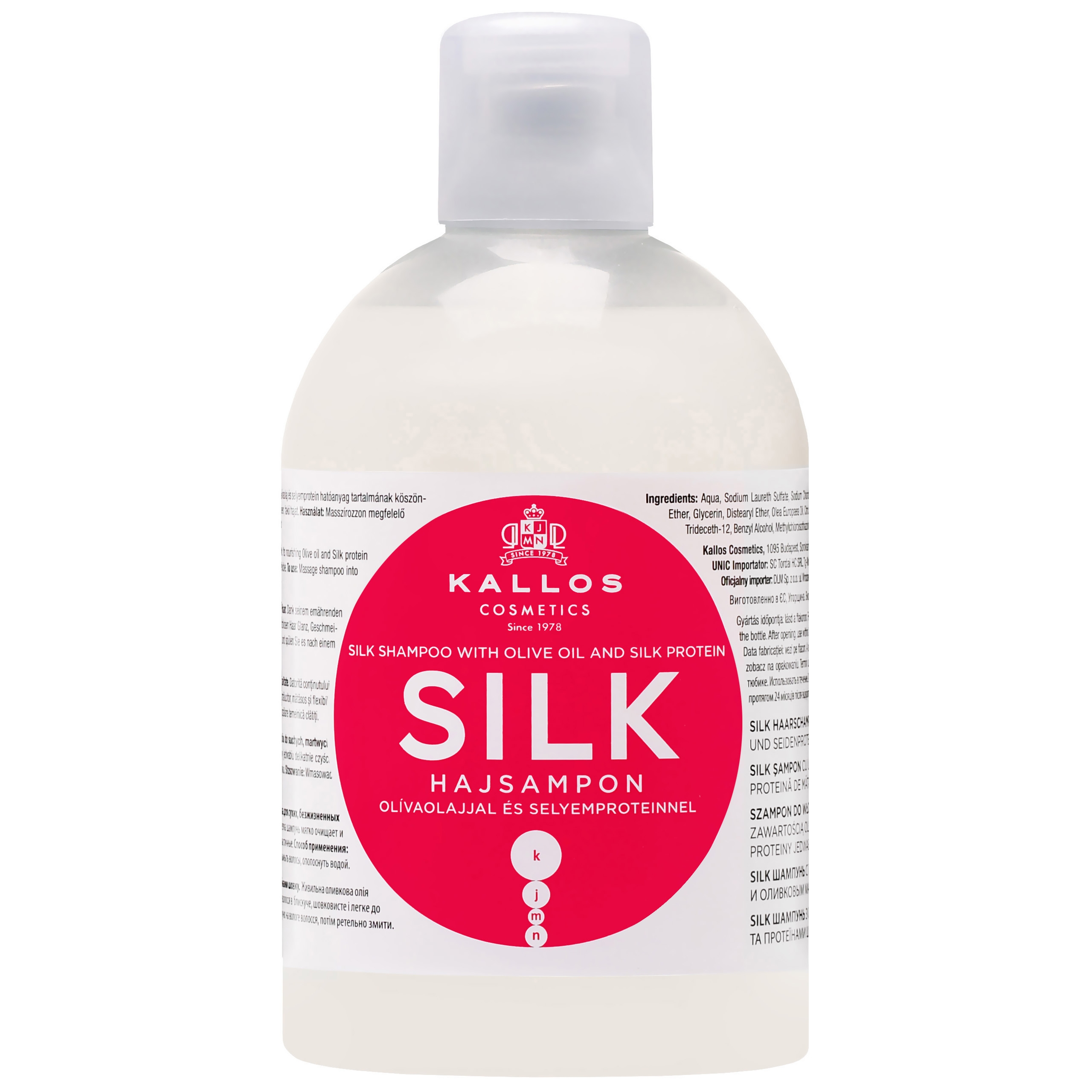 Image of Kallos Silk Shampoo - regenerujący szampon do włosów zniszczonych i matowych z jedwabiem, 1000ml