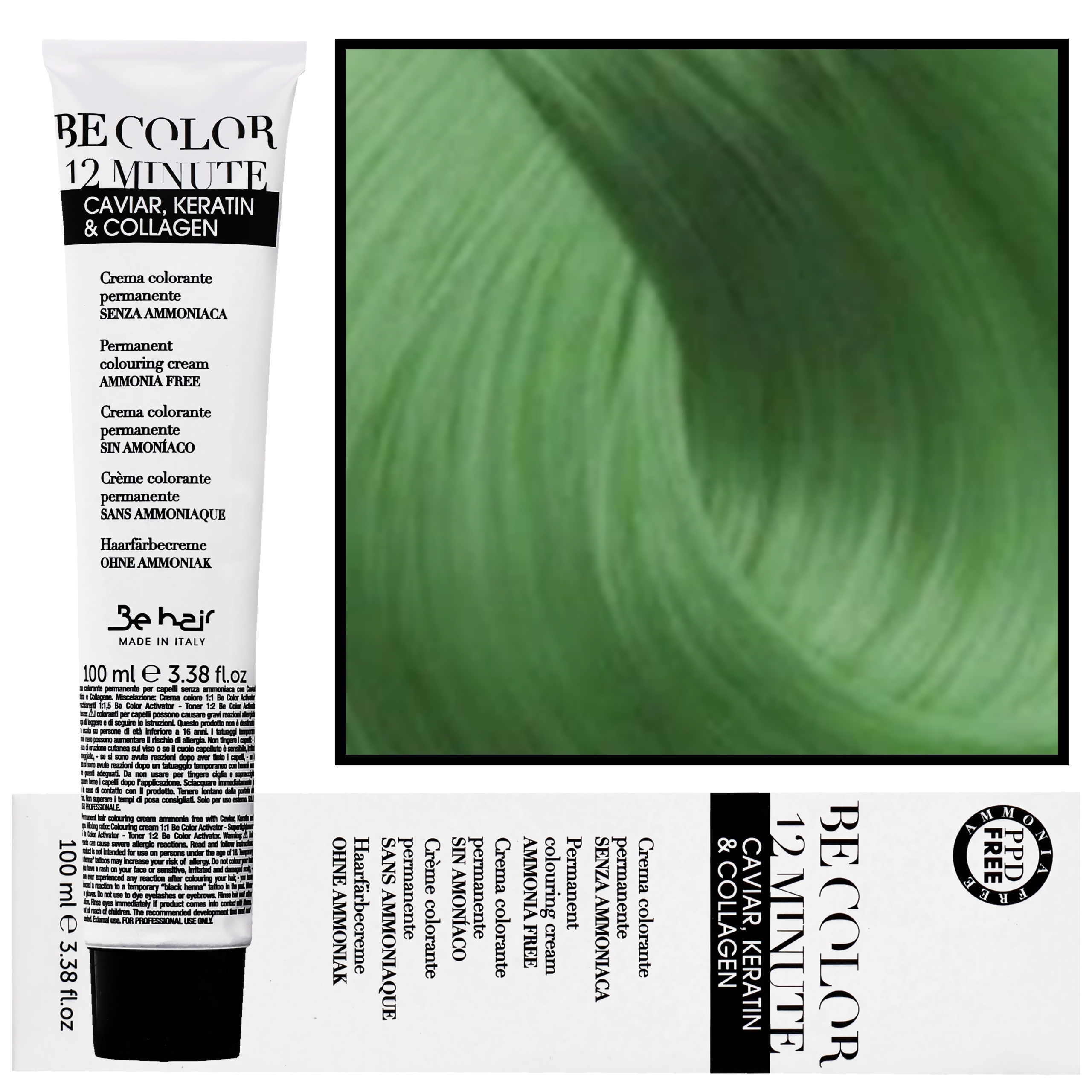 Be Hair Be Color 12 minute – farba do włosów bez amoniaku, 100ml Green | Zielony