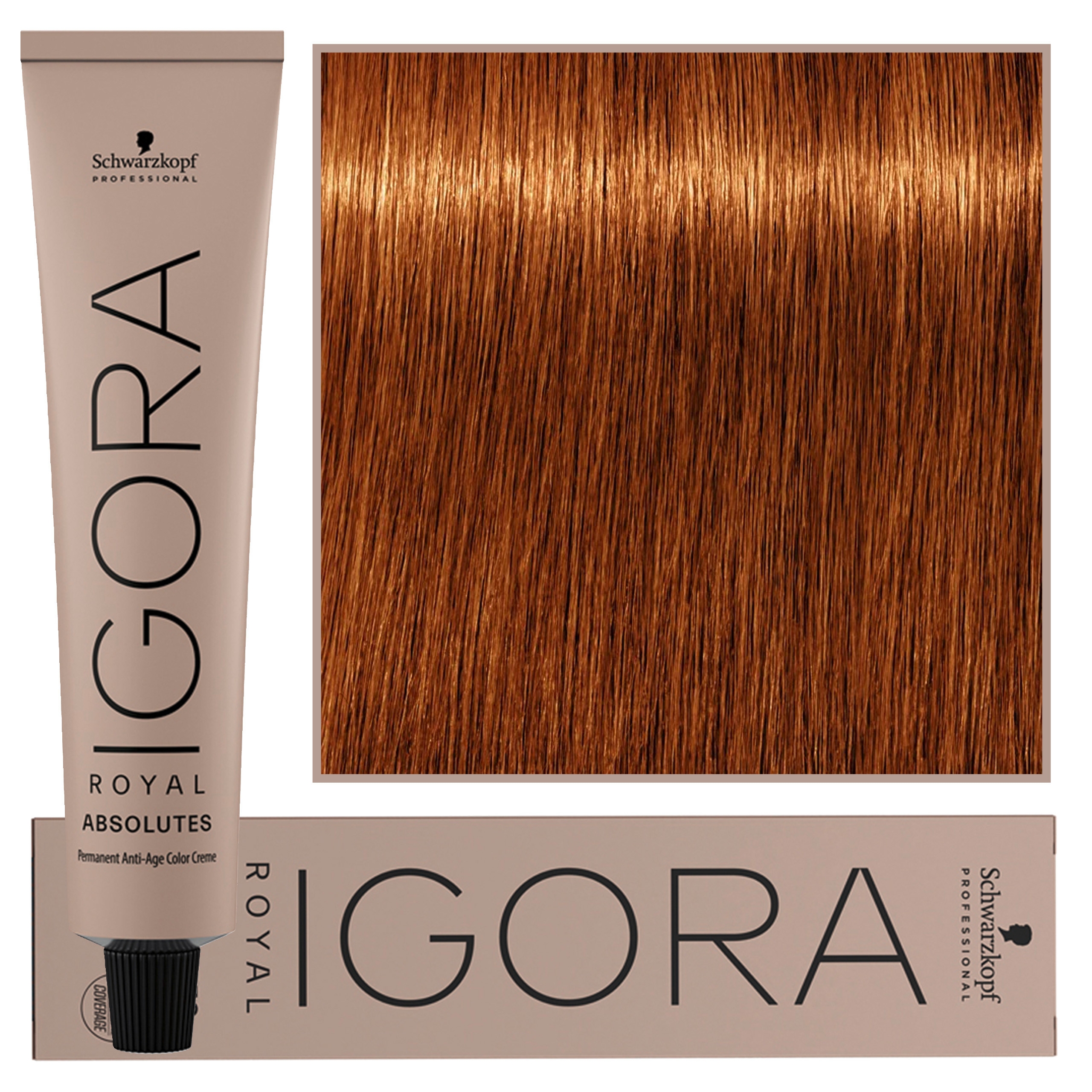 Image of Schwarzkopf Professional Igora Royal Absolutes - trwała farba do włosów z kolagenem, 60ml 7-70 | Średni Blond Miedziano Naturalny