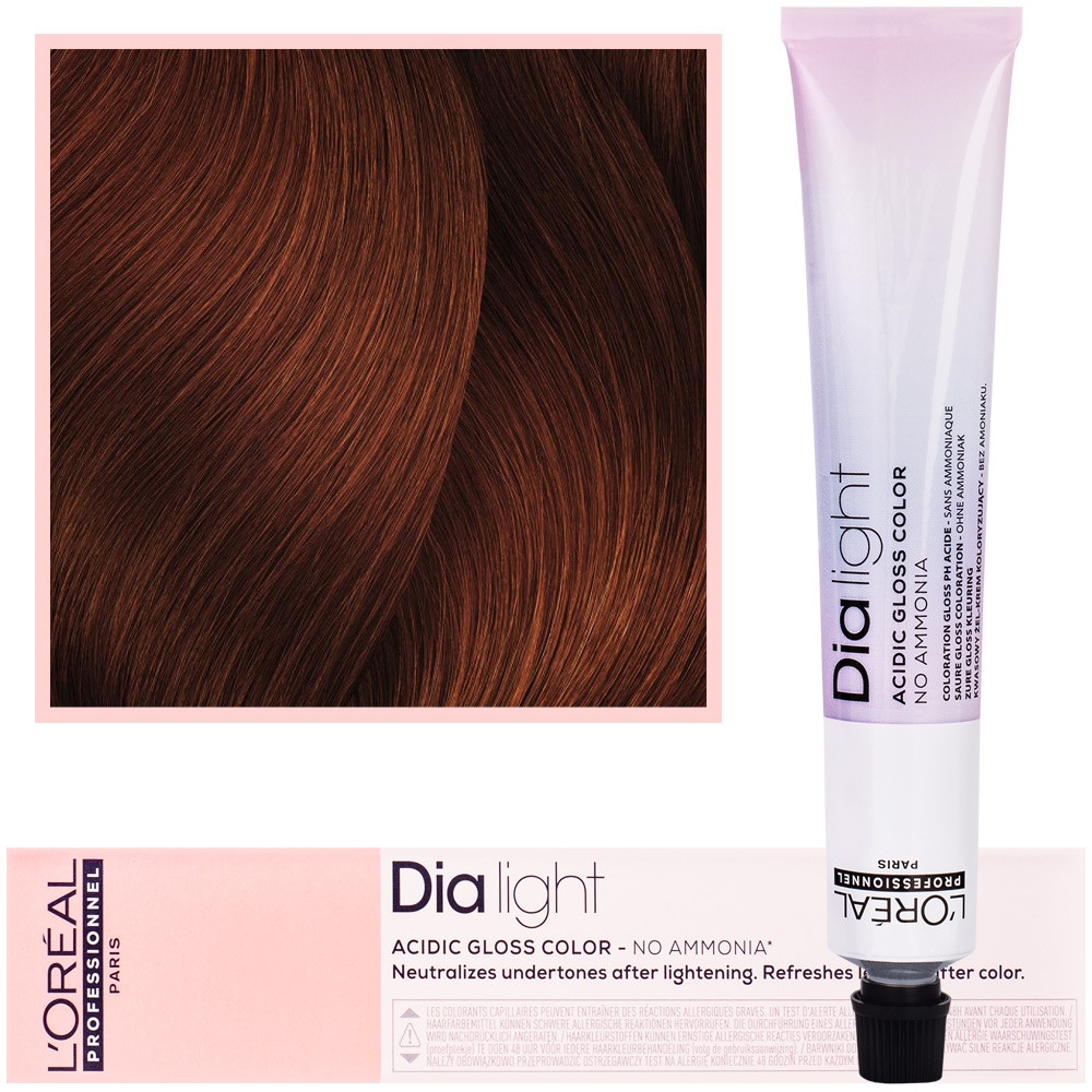 Image of Loreal Dia Light - profesjonalna farba do włosów, 50ml 6.46 Ciemny Blond Miedziano Czerwony