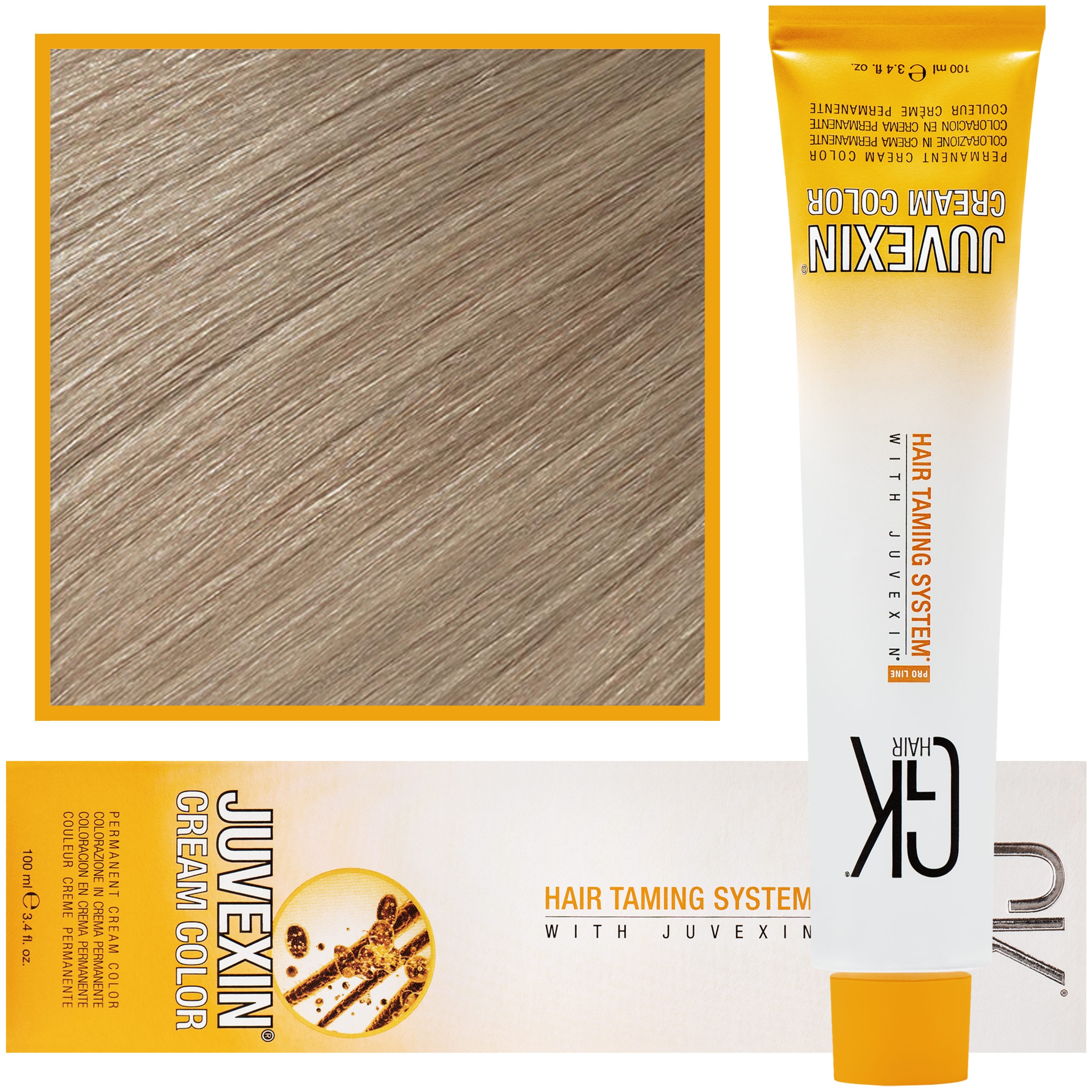 GK Hair Juvexin – farba do koloryzacji włosów z keratyną, 100ml 9,1 | Bardzo jasny popielaty blond