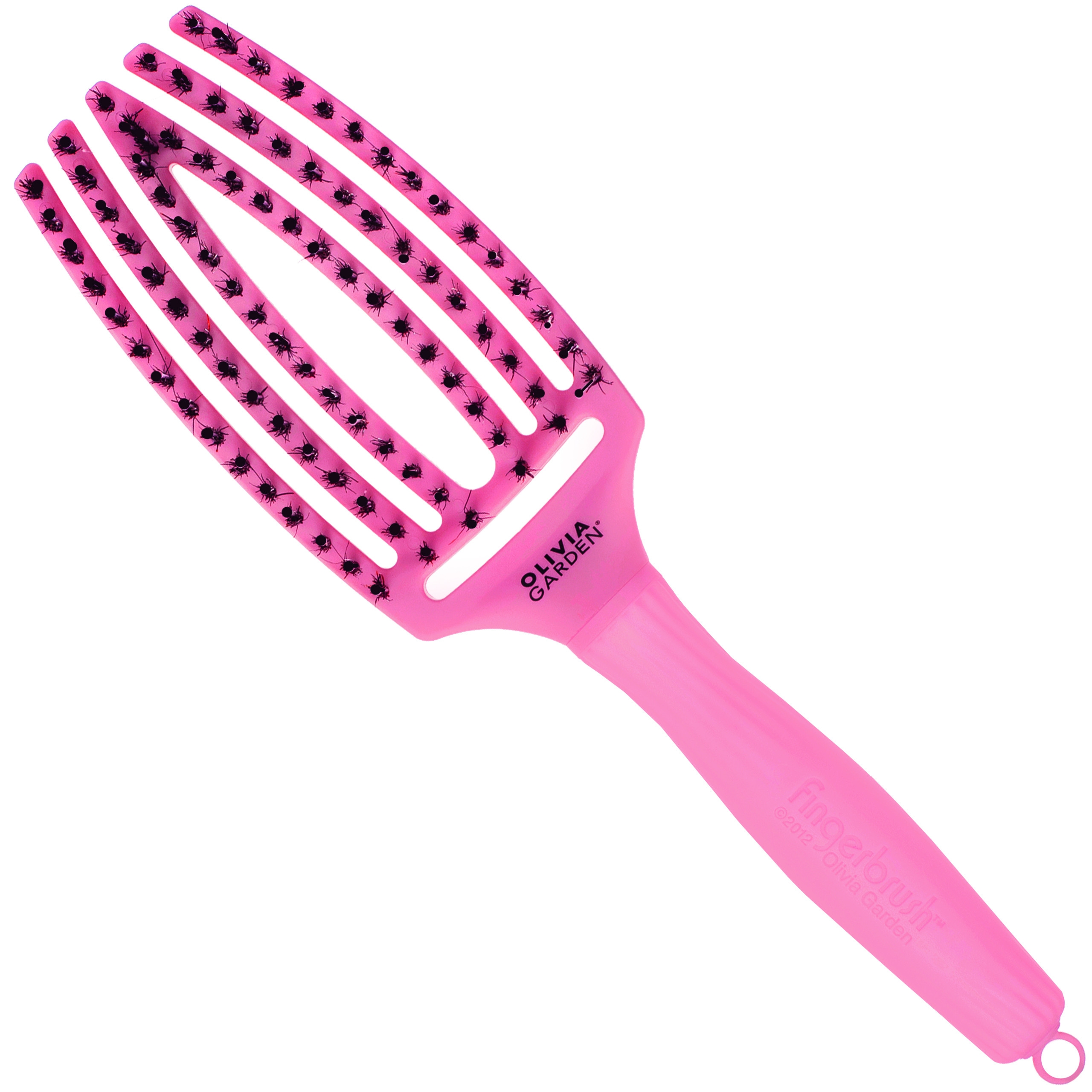 Image of Olivia Garden Finger Brush Combo Medium, szczotka z włosiem dzika do rozczesywania, różne kolory Bright Pink | Jasny Róż