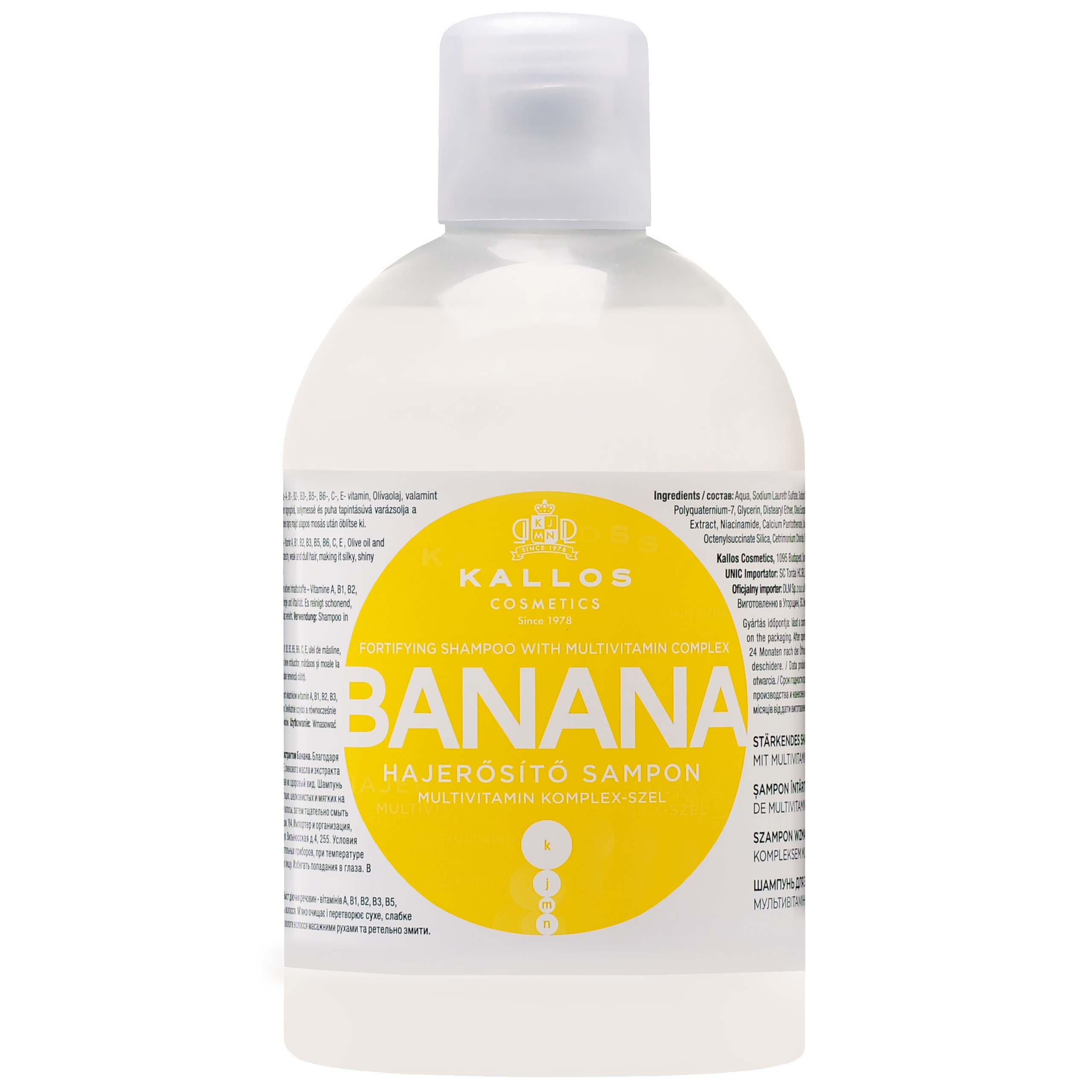 Image of Kallos Banana Fortifying Shampoo - szampon do włosów zniszczonych z witaminami, 1000ml