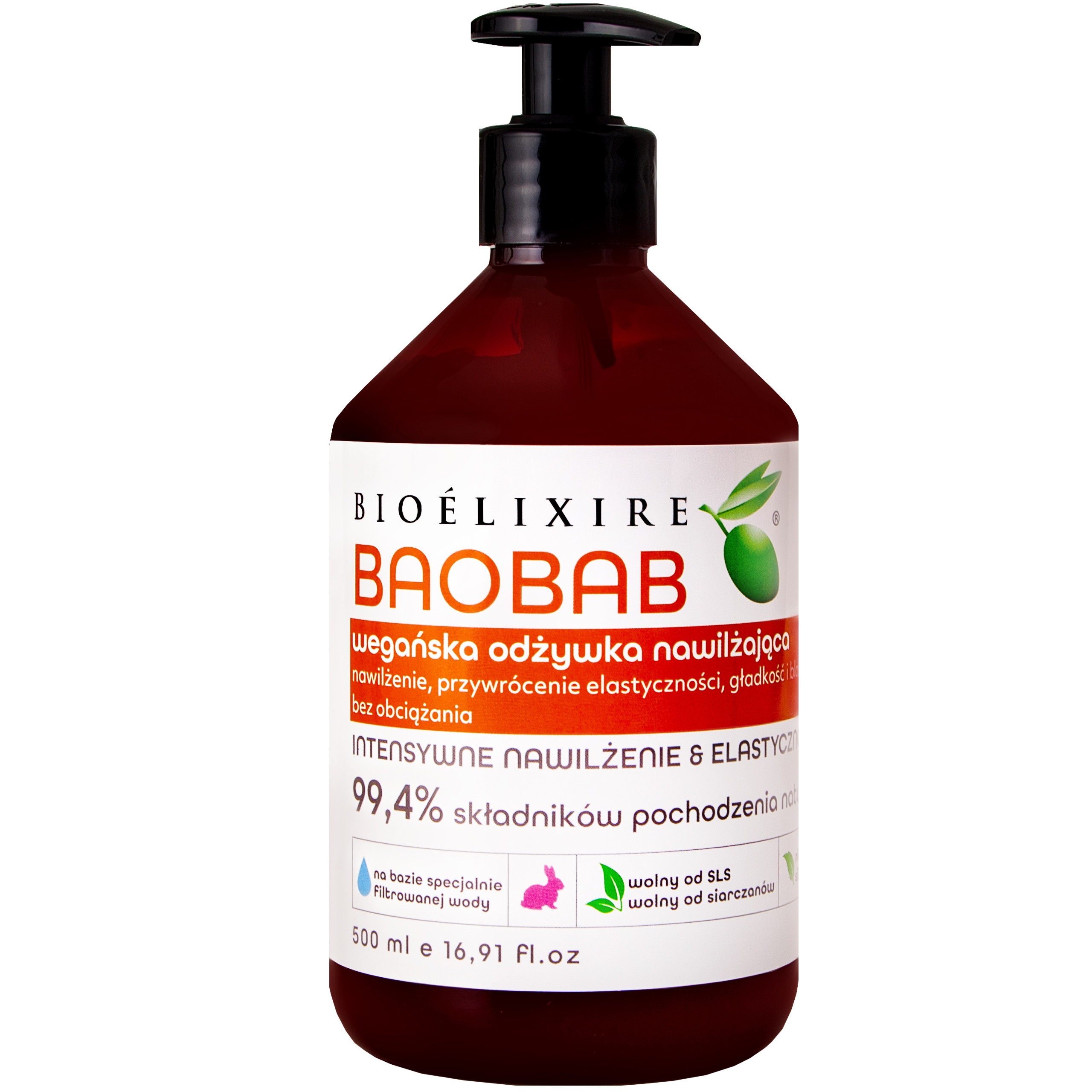 Image of Bioelixire Baobab wegańska odżywka nawilżająca do włosów 500 ml