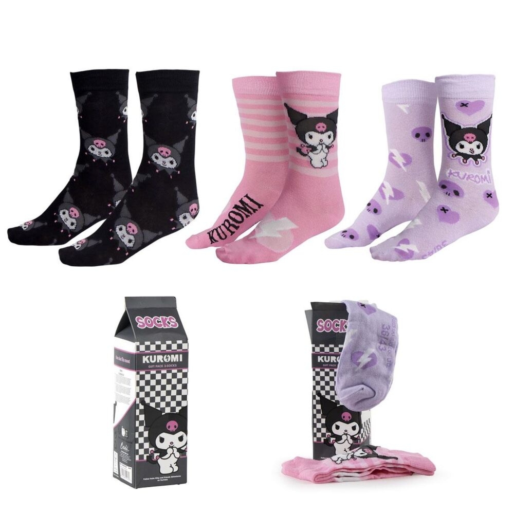 Skarpetki Hello Kitty Kuromi pack 3 adult socks