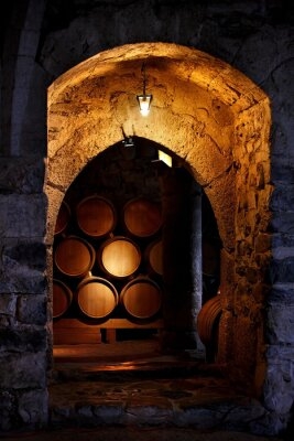 fototapeta beczka wina w winerry.