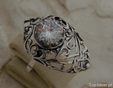 Image of ARCONA - srebrny pierścionek z kryształem Swarovskiego