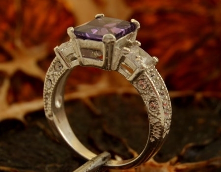 Image of ALEXIS - srebrny pierścień z ametystem