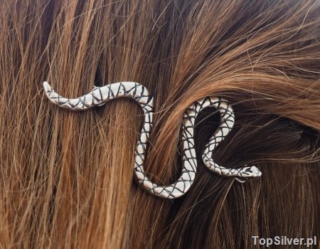 Image of SNAKE srebrna spinka do włosów w kształcie węża