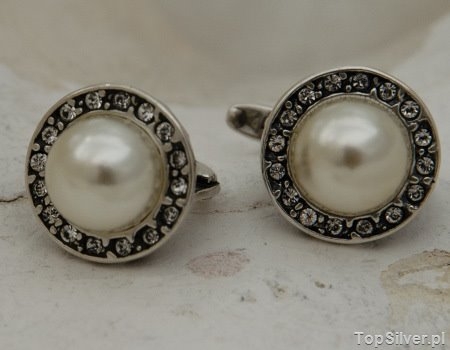 Image of ADRIA - srebrne kolczyki z perłami i kryształami