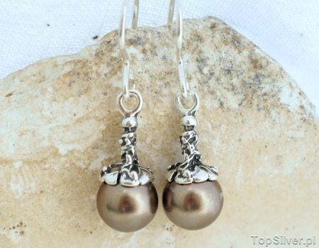 Image of CUTOLO - srebrne kolczyki z szarymi perłami