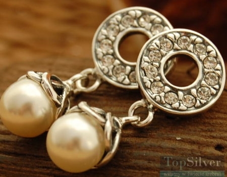 Image of MADERA - srebrne kolczyki perła i kryształy