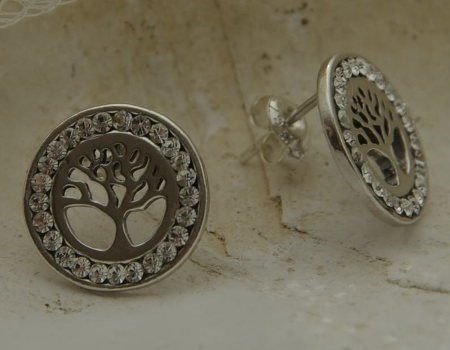 Image of KRYSZTAŁOWE DRZEWO - srebrne kolczyki z kryształem