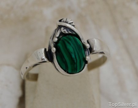 Image of LAGO - srebrny pierścionek z malachitem