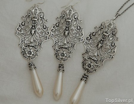 Image of KAROLLA - srebrny komplet z perłami