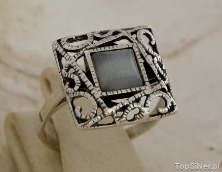 Image of AZURRA - srebrny pierścionek z kocim okiem