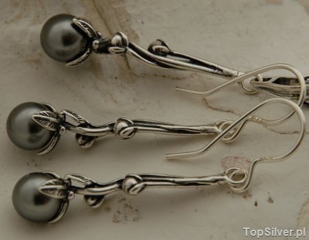 Image of MARANO - srebrny komplet z szarymi perłami