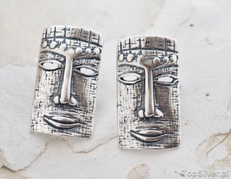 Image of UBONGO - srebrne kolczyki w stylu etno maski