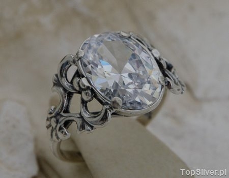 Image of AGIRA - srebrny pierścionek z kryształem Swarovskiego