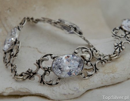 Image of AGIRA - srebrna bransoletka z kryształem Swarovskiego