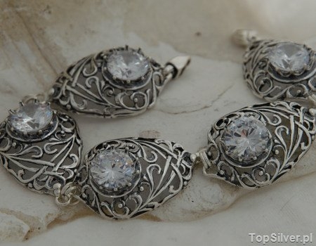 Image of ARCONA - srebrna bransoletka z kryształem Swarovskiego