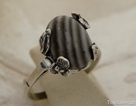Image of CHIETI - srebrny pierścionek z krzemieniem pasiastym